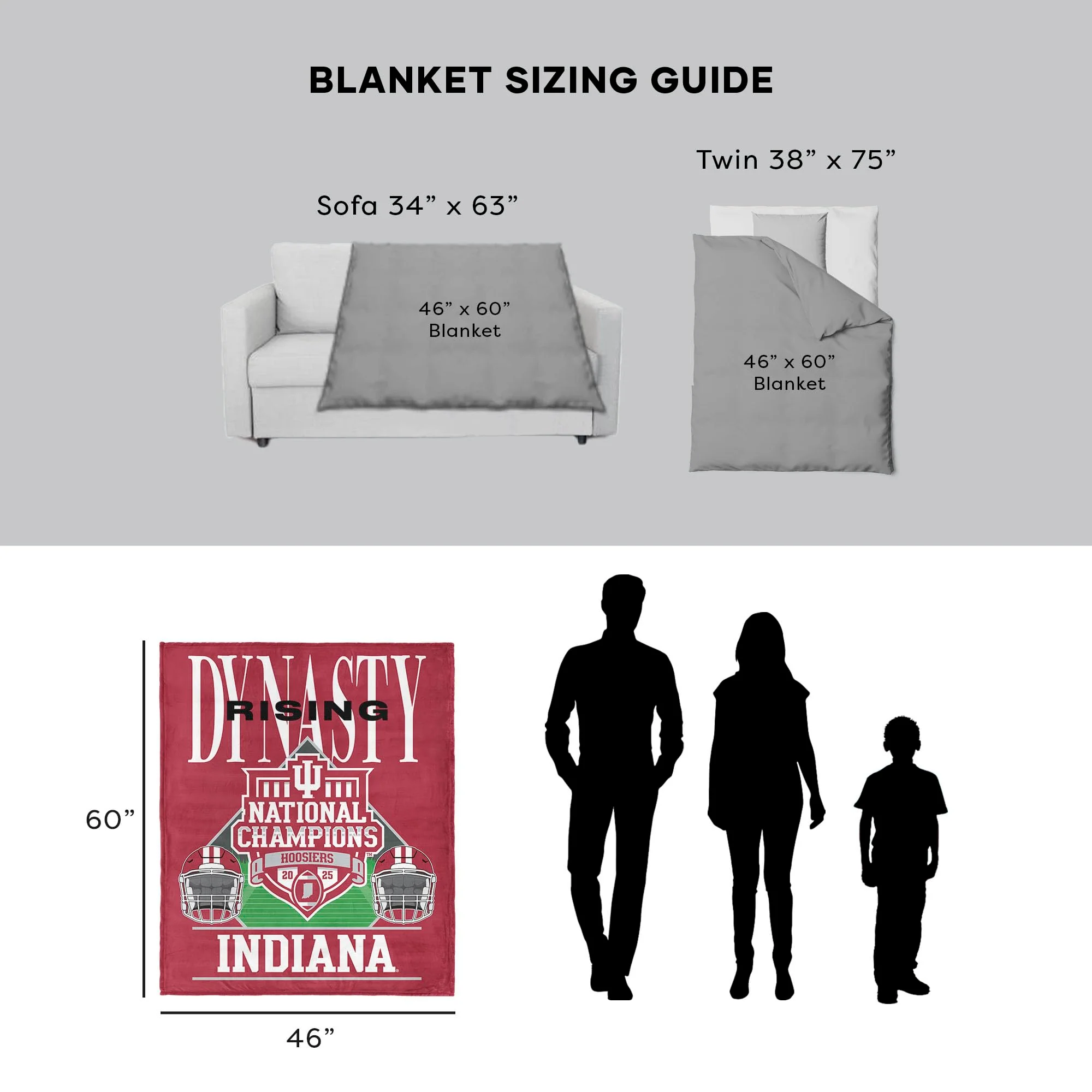 Northwest 2025 NCAA Football Championship Indiana Hoosiers Historical Silk Touch Throw Blanket, 46 x 60 inches - Image 4