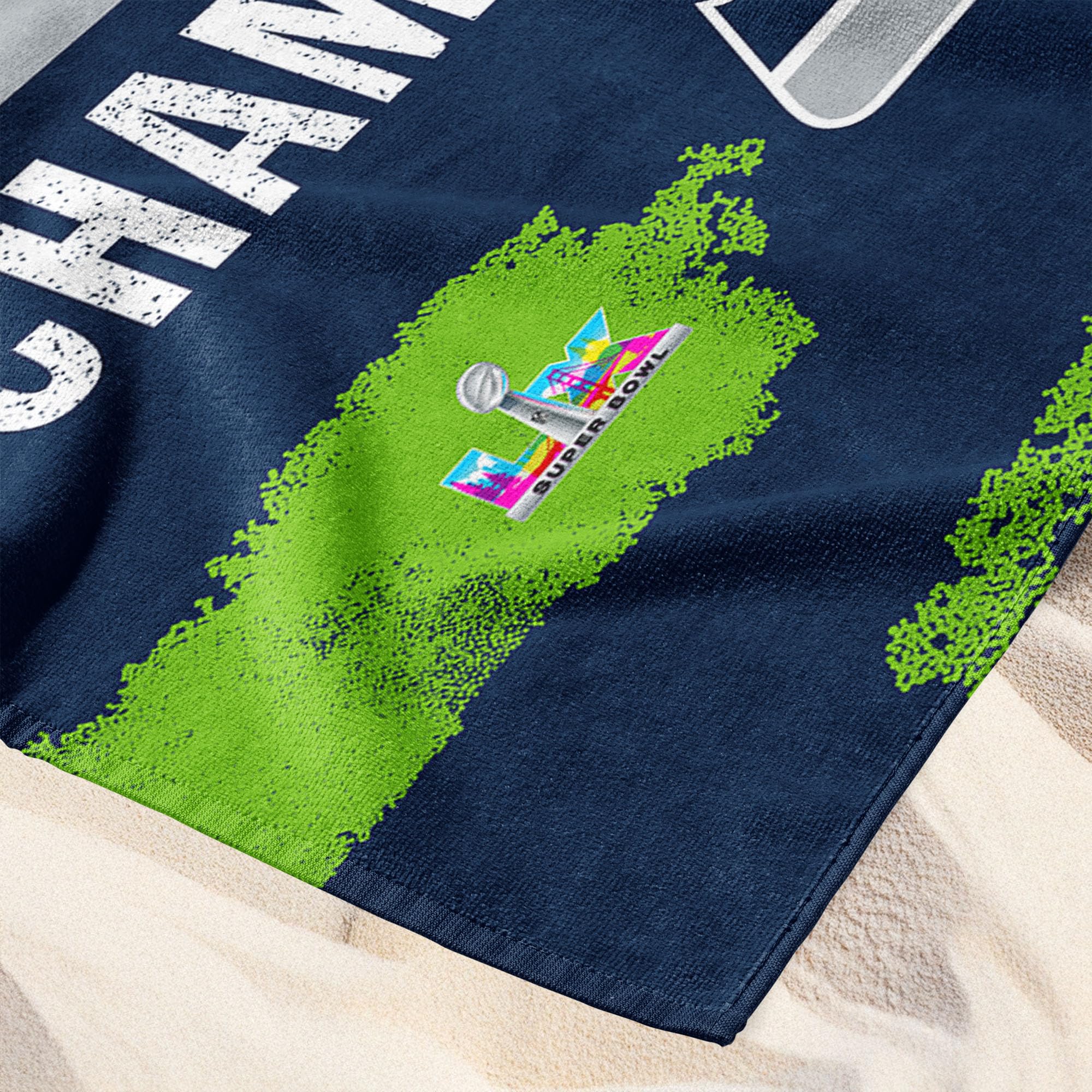 Northwest NFL Super Bowl 2026 Seattle Seahawks Champs Barbary Beach Towel, 30 x 60 in - Image 3