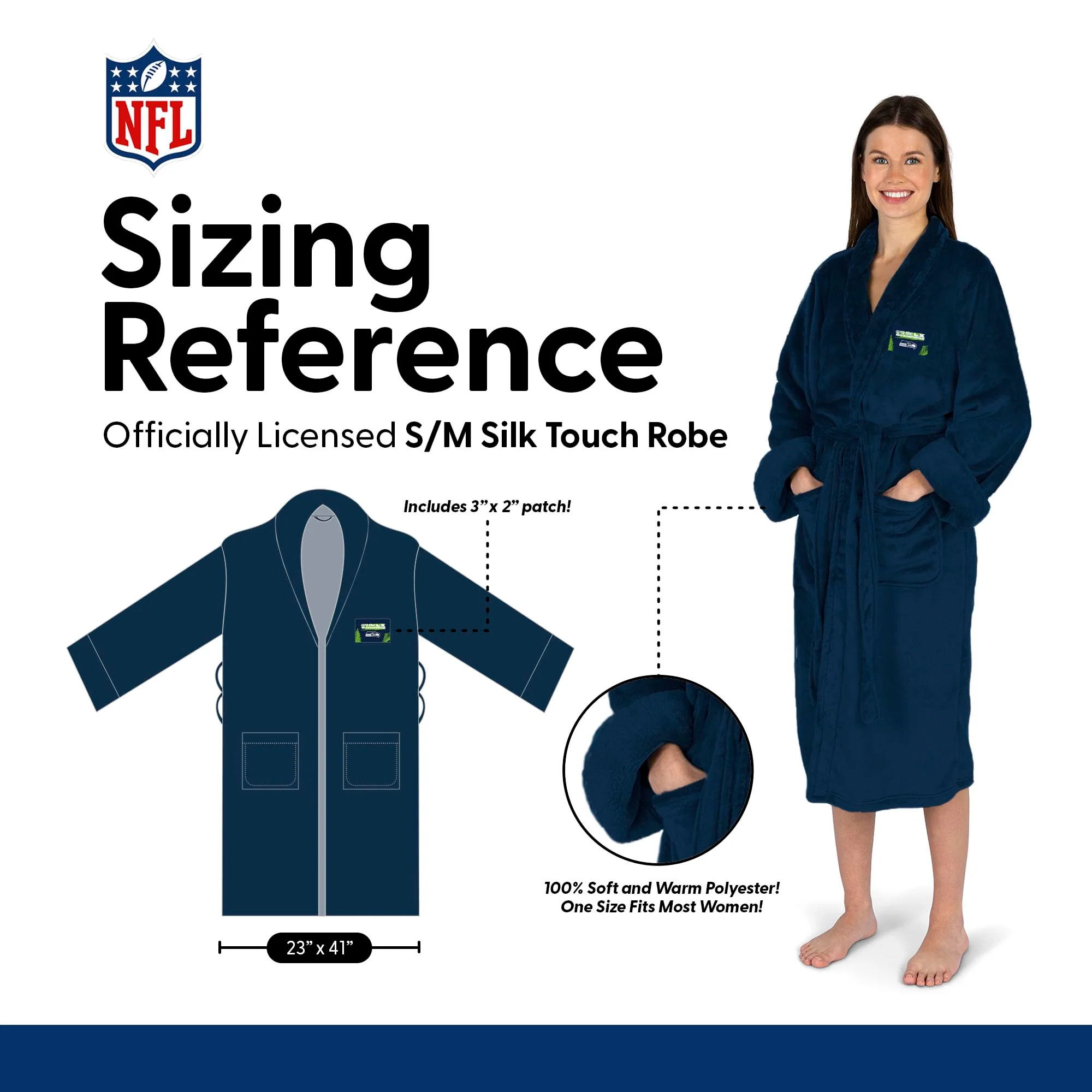 Northwest NFL Super Bowl 2026 Seattle Seahawks Champs Hub Silk Touch Robe, Small/Medium - Image 3
