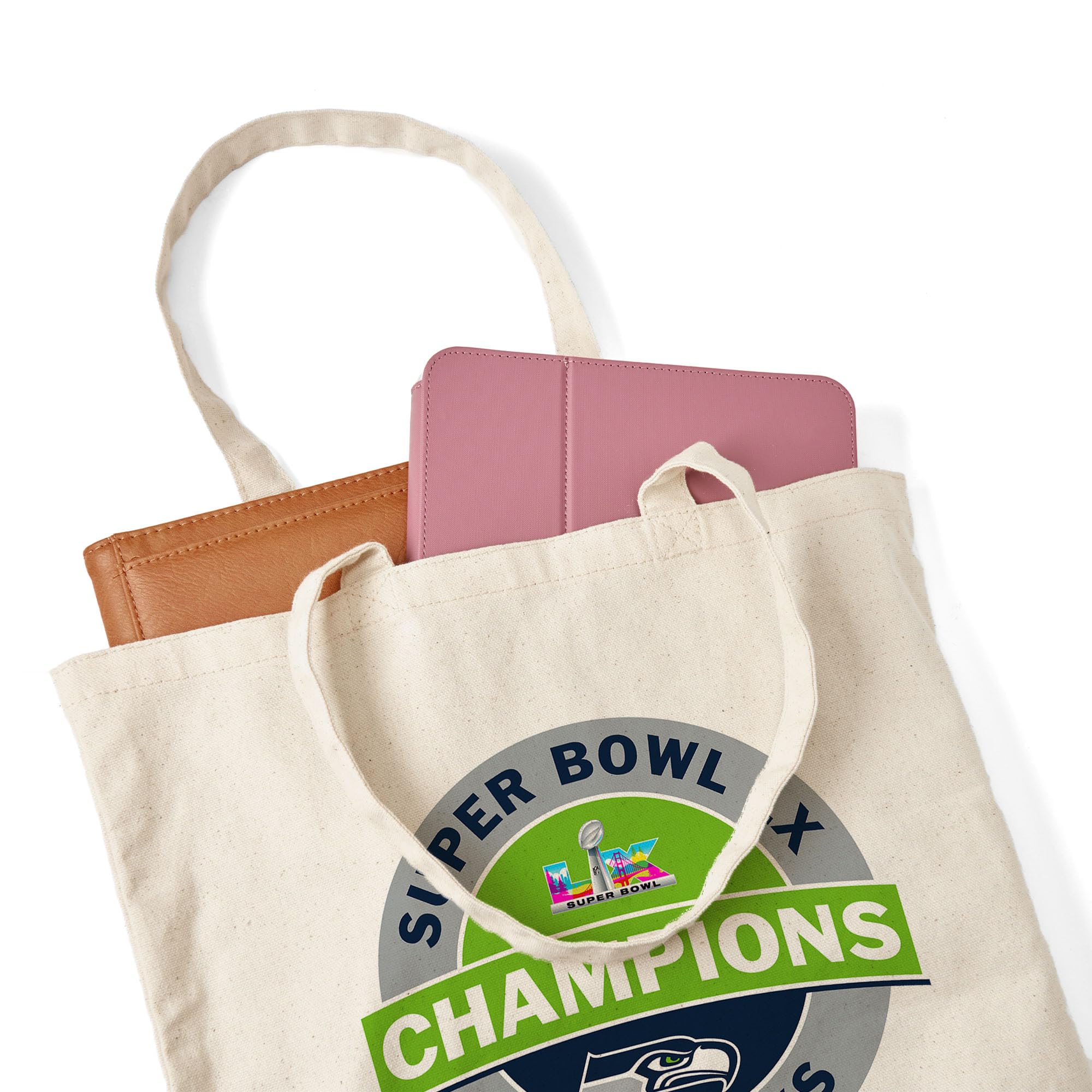 Northwest NFL Super Bowl 2026 Seattle Seahawks Champs Mission Canvas Tote Bag, 14 x 15 in - Image 2