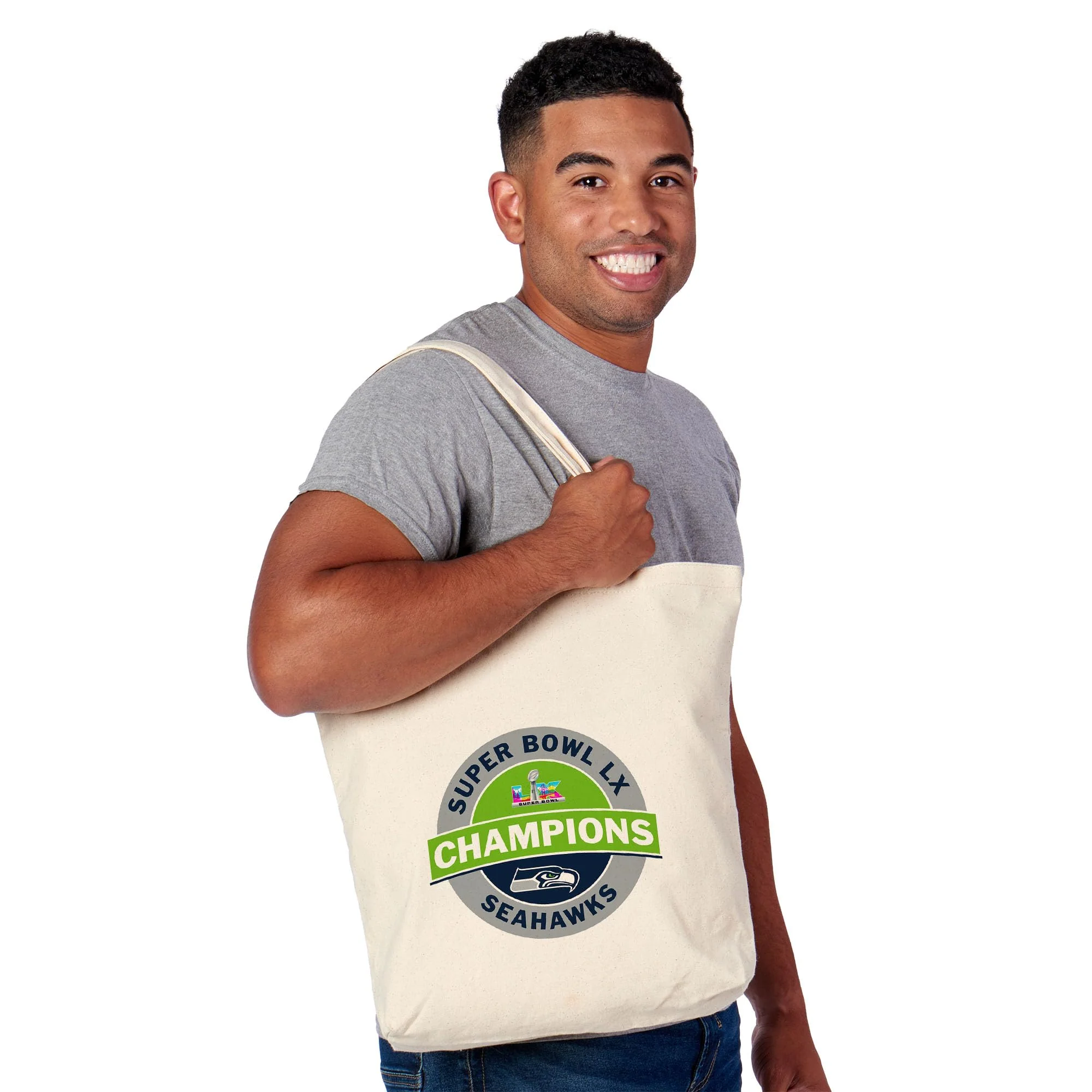 Northwest NFL Super Bowl 2026 Seattle Seahawks Champs Mission Canvas Tote Bag, 14 x 15 in - Image 4