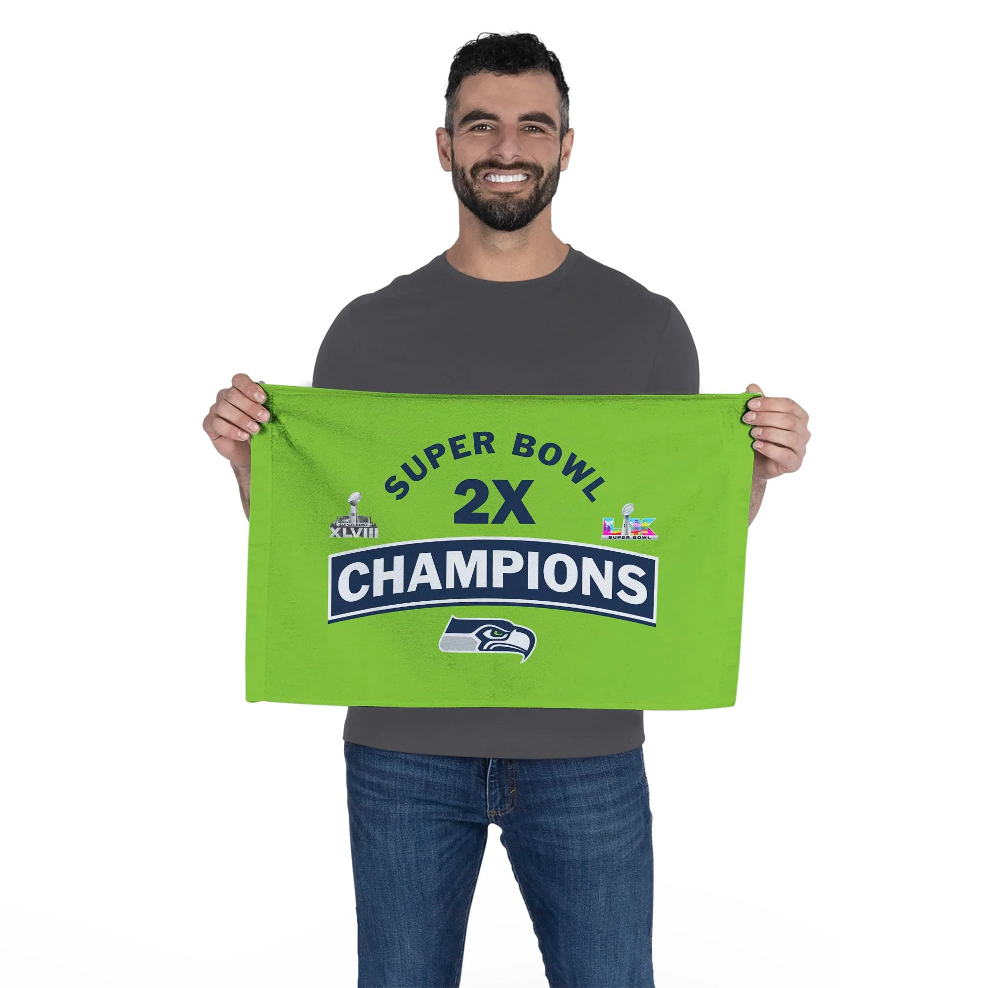 Northwest NFL Super Bowl 2026 Seattle Seahawks Multi Champs Built Fan Towel 2-Pack, 16 x 25 in - Image 2