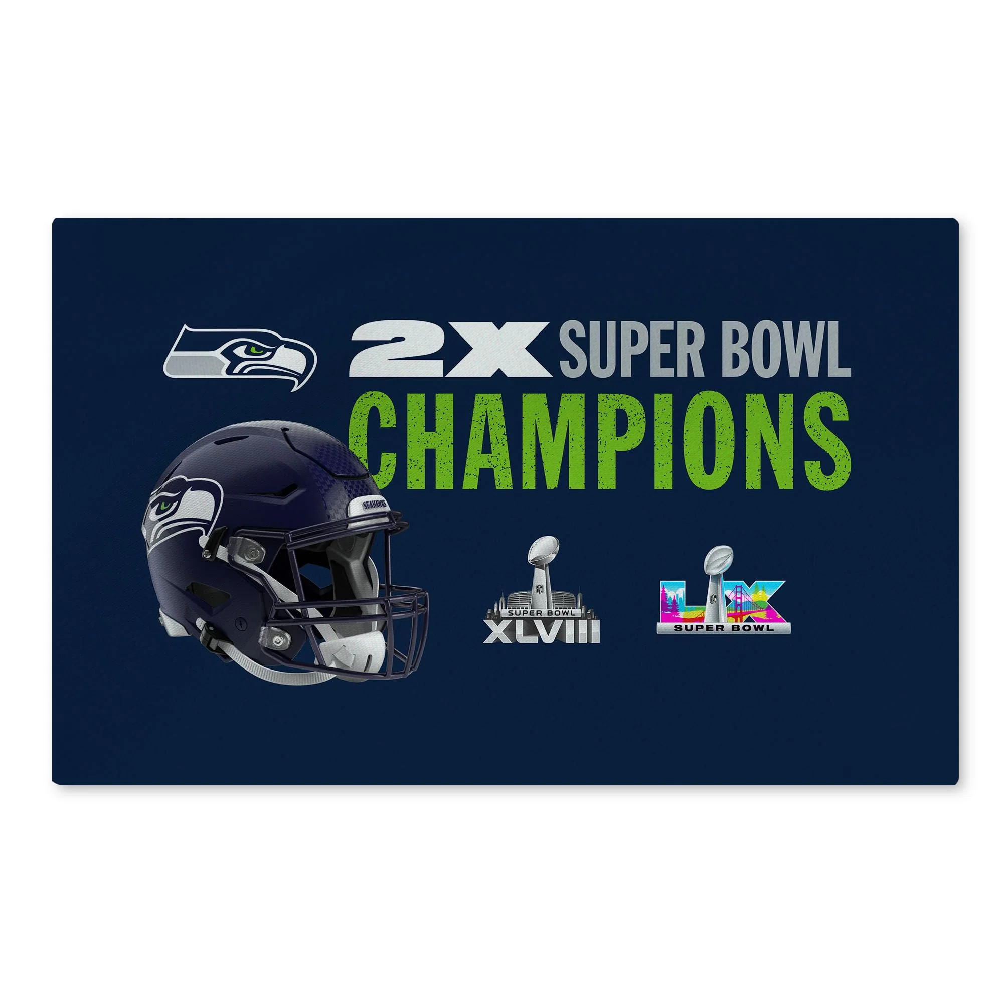 Northwest NFL Super Bowl 2026 Seattle Seahawks Multi Champs Rush Washable Rug, 20 x 32 in