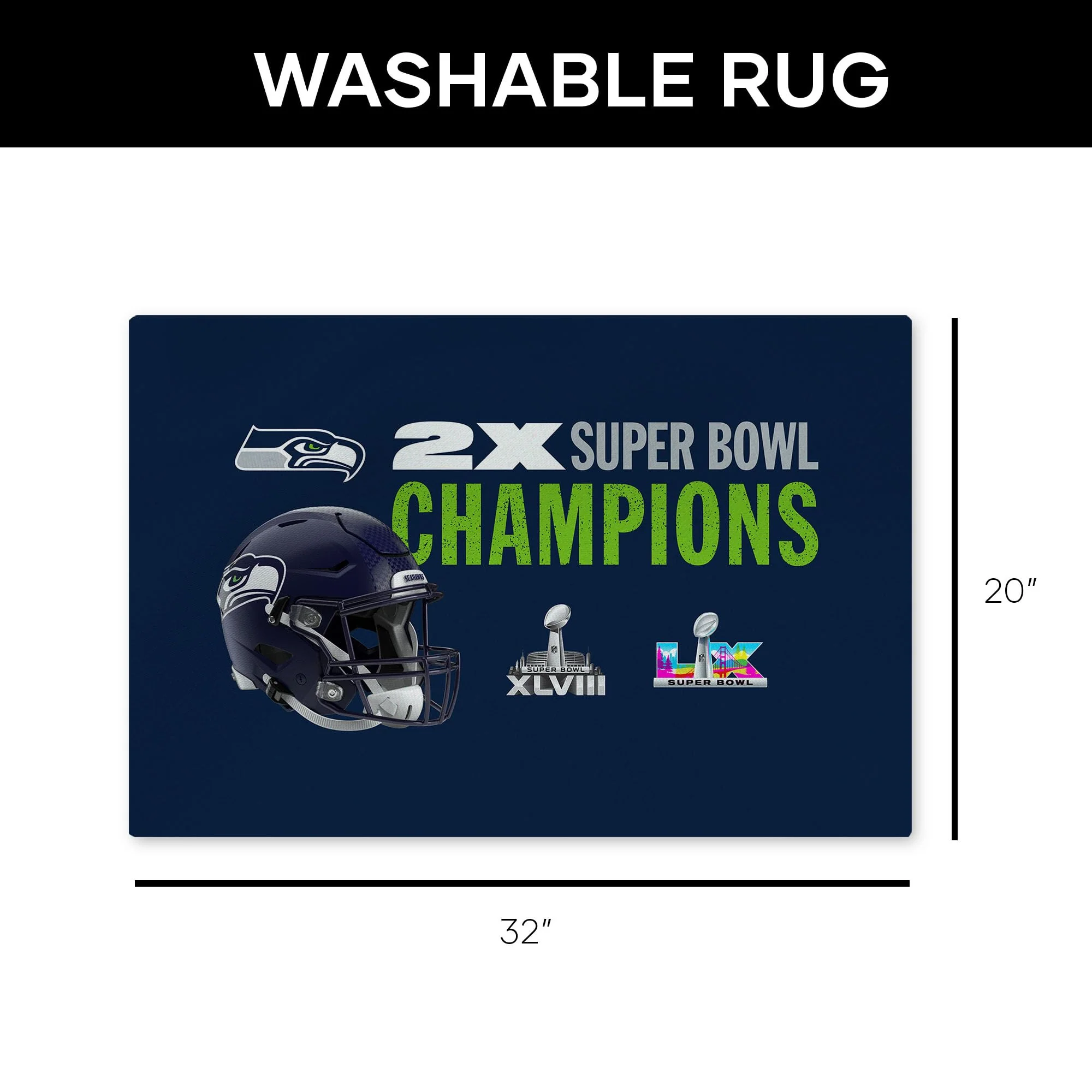 Northwest NFL Super Bowl 2026 Seattle Seahawks Multi Champs Rush Washable Rug, 20 x 32 in - Image 3