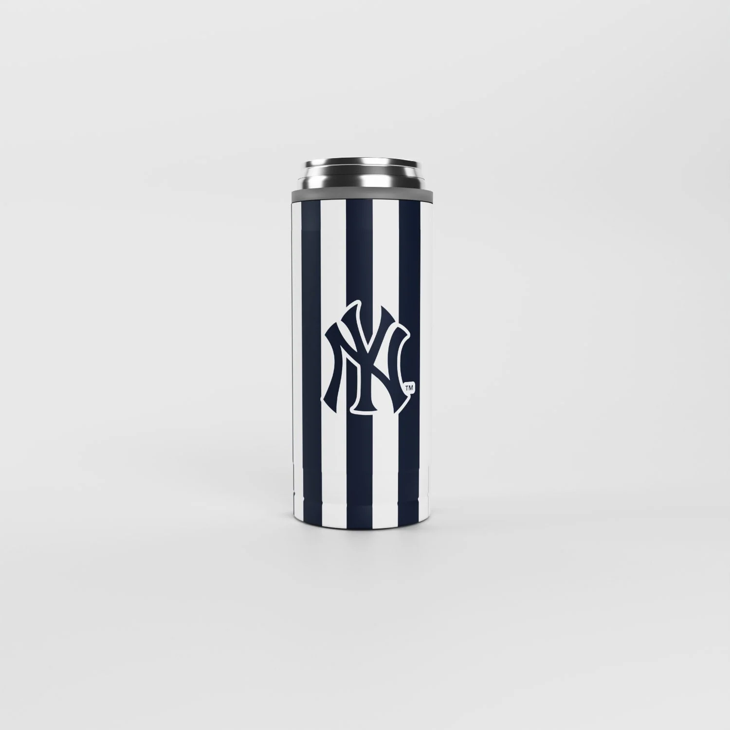 NY Yankees 12oz Striped Powdercoat SlimCan Coolie