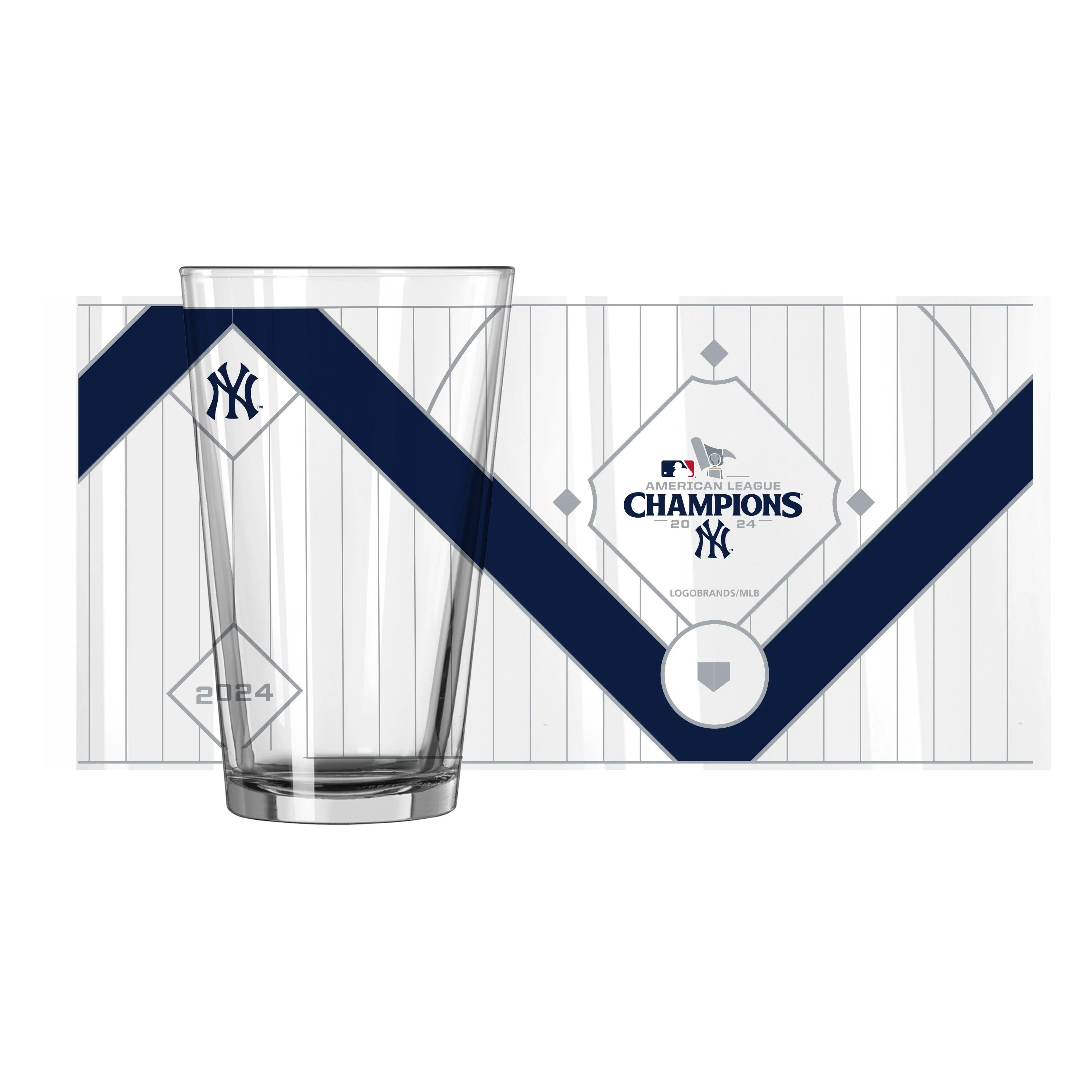 NY Yankees 2024 American League Champs 16oz Wrap Pint Glass - Image 2