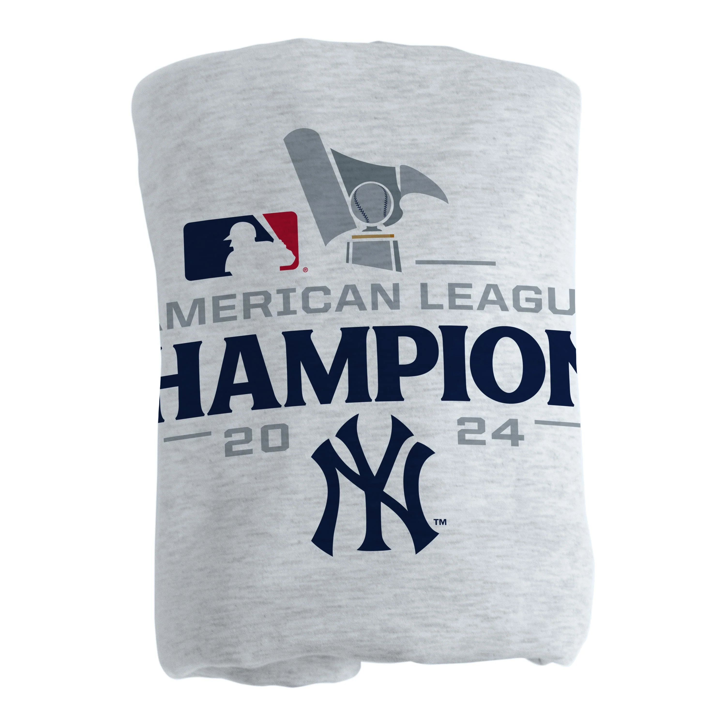 NY Yankees 2024 American League Champs Athletic Gray Sublimated Sweatshirt Blanket - Image 3