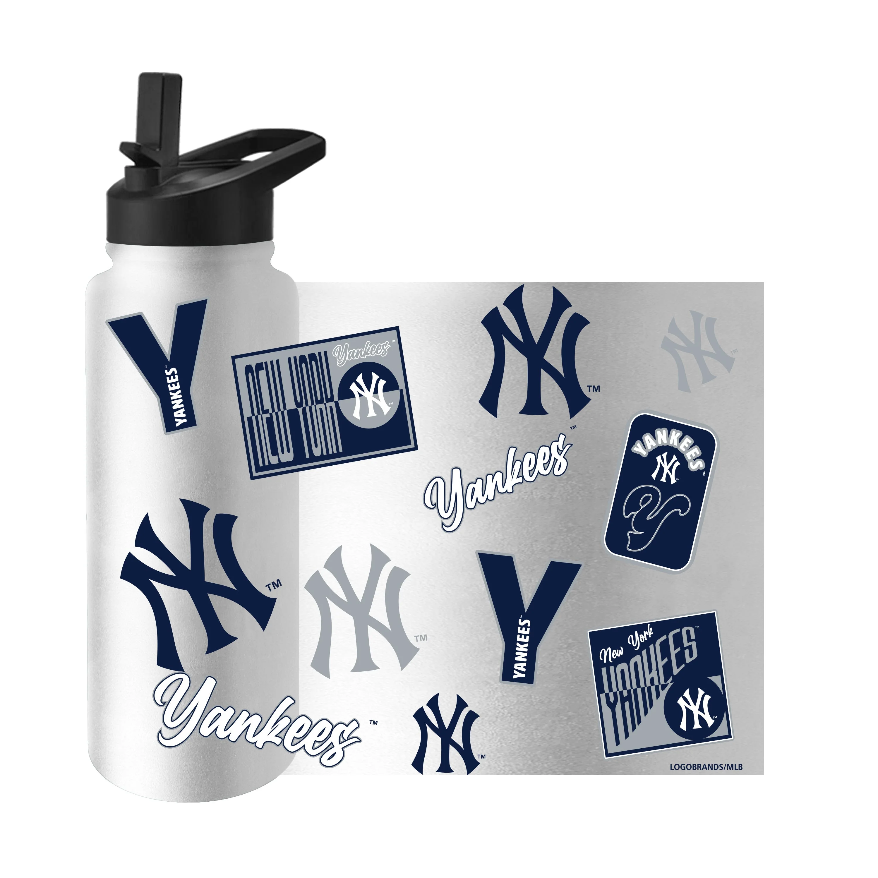 NY Yankees White 34oz Dream Weave Quencher Bottle - Image 3