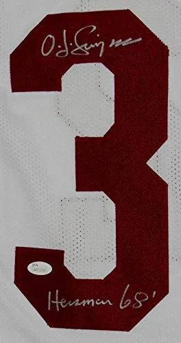 O.J. Simpson Autographed White College Style Jersey- JSA Witnessed Auth - Image 2