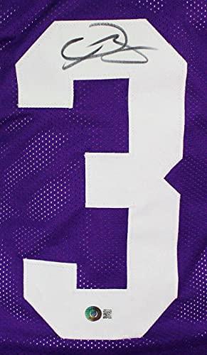 Odell Beckham Autographed Purple College Style Jersey-Beckett W Hologram Black - Image 3