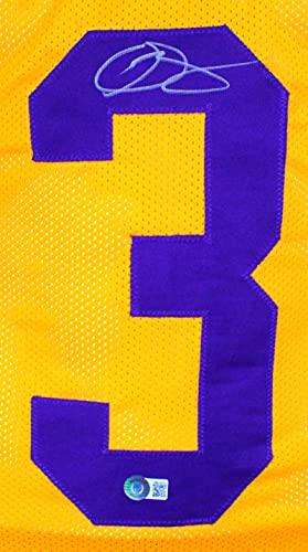 Odell Beckham Autographed Yellow College Style Jersey-Beckett W Hologram Silver - Image 3