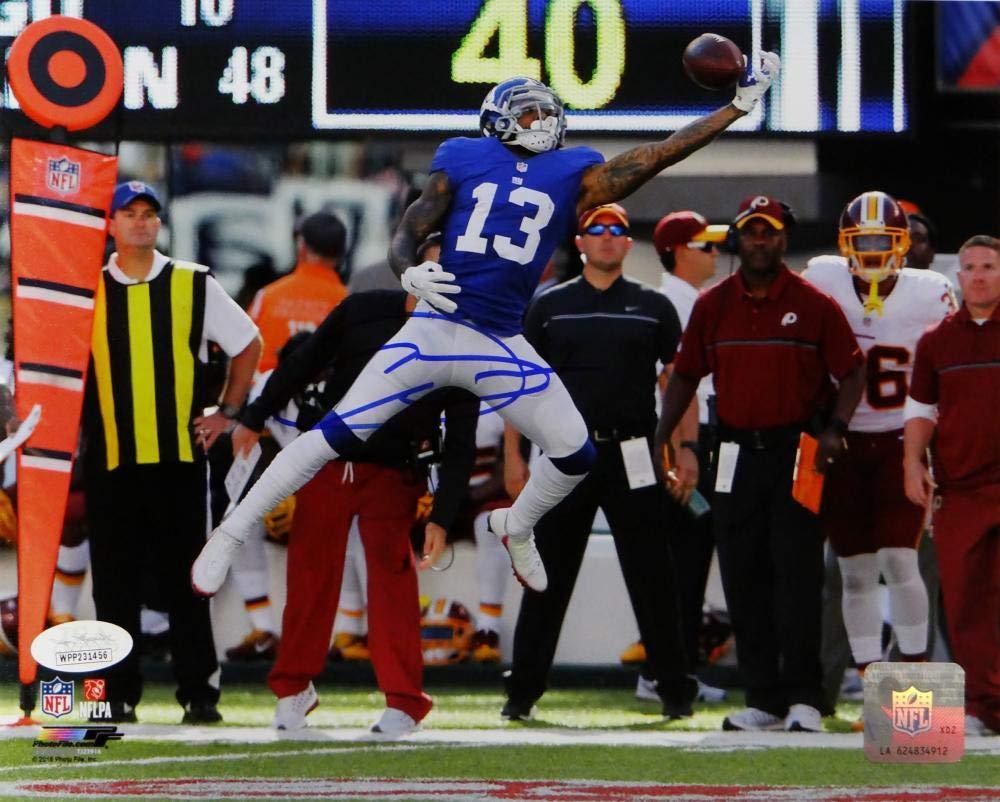 Odell Beckham Signed New York 8x10 One Handed Catch Blue Jersey PF Photo- JSA W Auth - Image 2