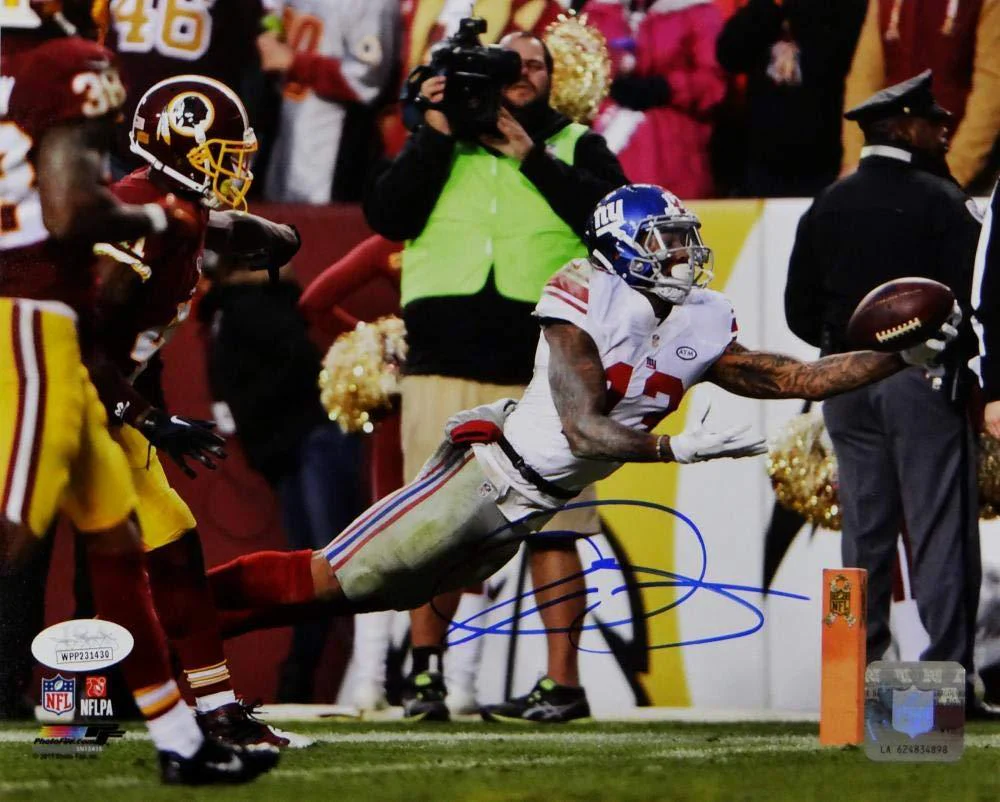 Odell Beckham Signed New York 8x10 One Handed Catch White Jersey PF Photo- JSA W Auth - Image 2