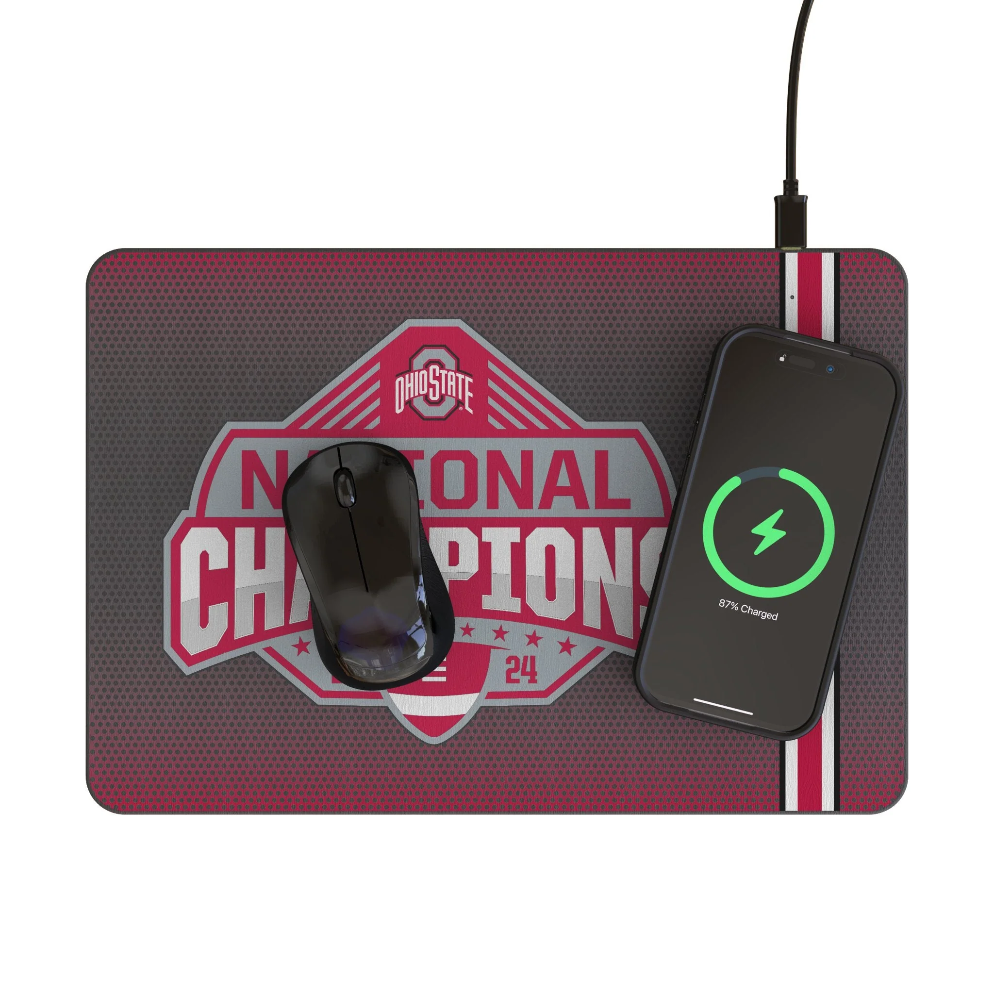 Ohio State University Buckeyes 2024 College Football Playoff National Champion 15-Watt Wireless Charger and Mouse Pad - Image 2