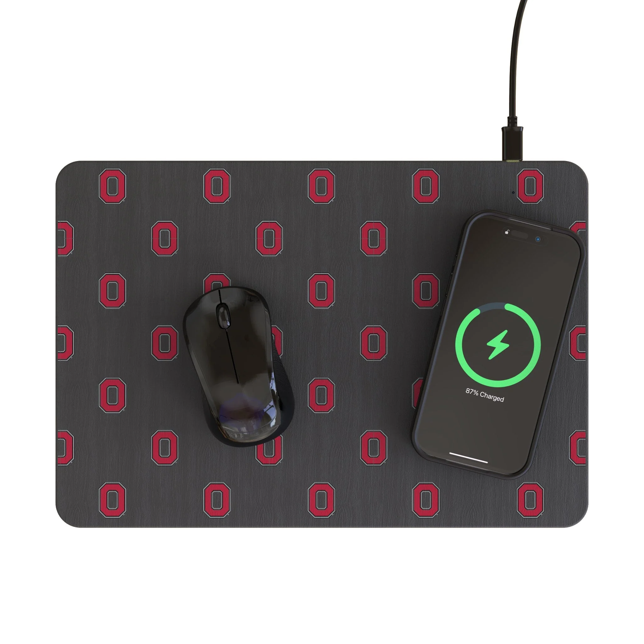 Ohio State University Buckeyes Fashion Pattern 15-Watt Wireless Charger and Mouse Pad - Image 2