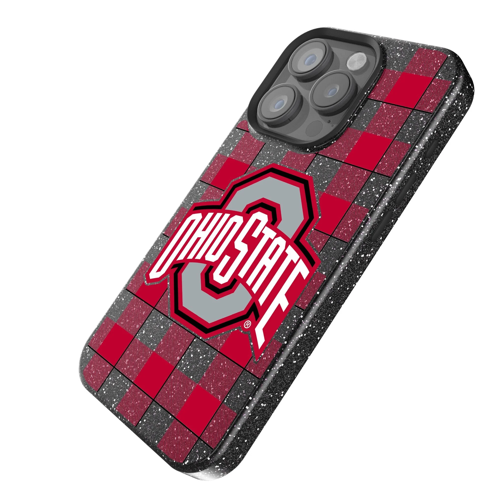 Ohio State University Buckeyes Plaid Bling Phone Case - Image 2