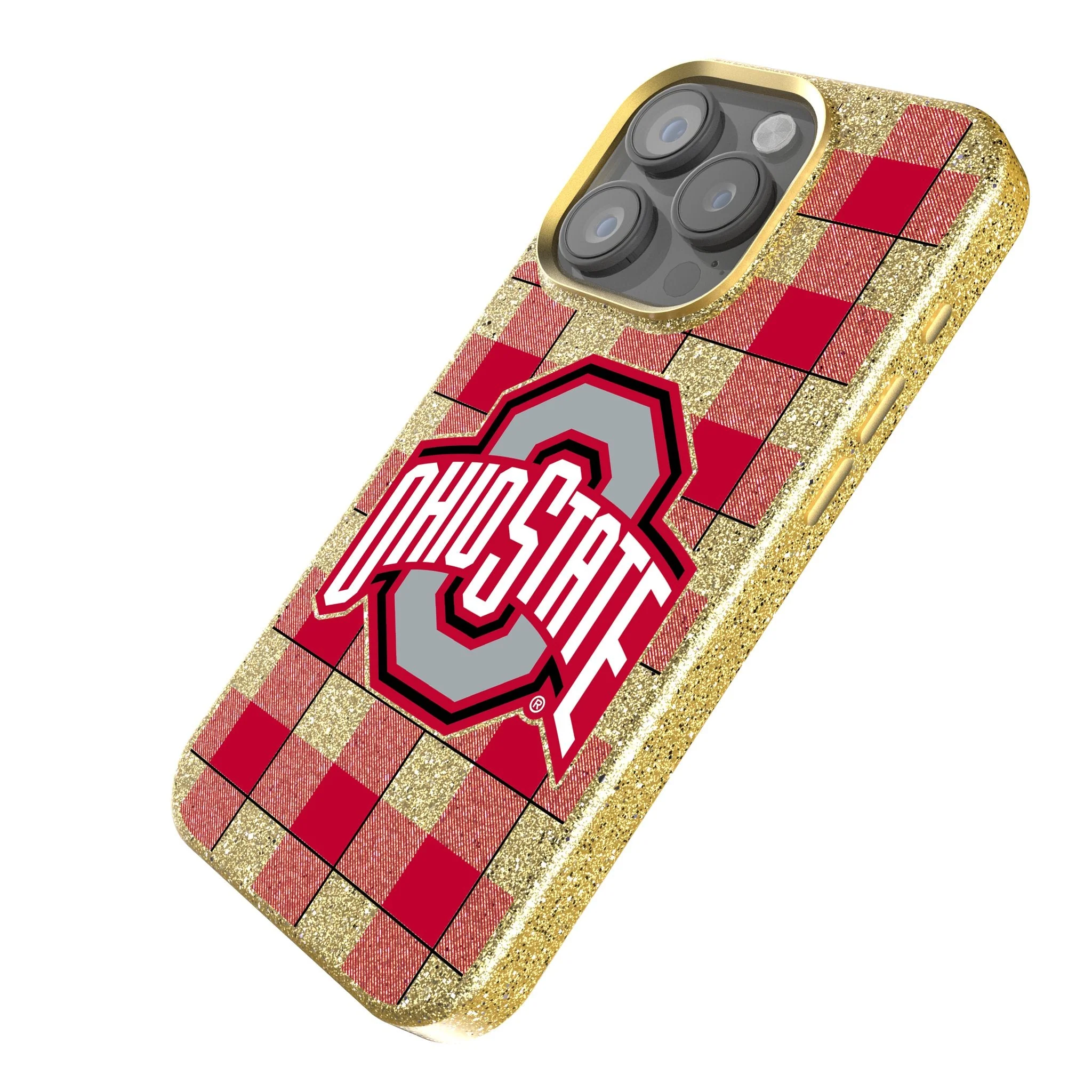 Ohio State University Buckeyes Plaid Bling Phone Case - Image 2