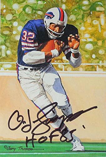 OJ Simpson Autographed Buffalo Bills Goal Line Art Card w/HOF - JSA W Black
