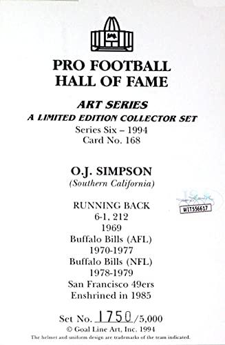 OJ Simpson Autographed Buffalo Bills Goal Line Art Card w/HOF - JSA W Black - Image 2