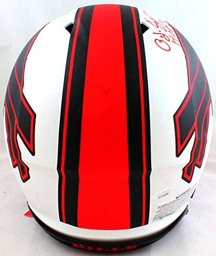 OJ Simpson Autographed Buffalo Bills Lunar Authentic Helmet w/HOF - JSA W Red - Image 3