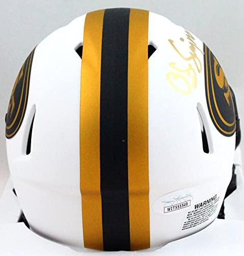 OJ Simpson Autographed Buffalo Bills Lunar Speed Mini Helmet- JSA W Gold - Image 2