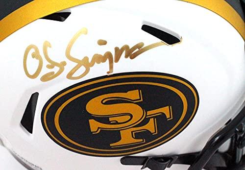 OJ Simpson Autographed Buffalo Bills Lunar Speed Mini Helmet- JSA W Gold - Image 3
