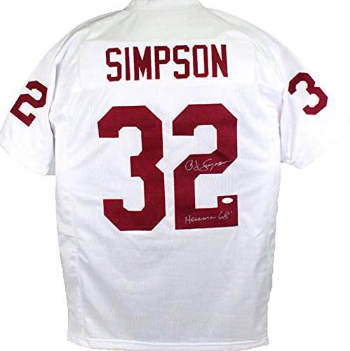 OJ Simpson Autographed White College Style Jersey w/Heisman- JSA W Silver