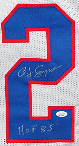 OJ Simpson Autographed White Pro Style Jersey w/HOF- JSA W Silver - Image 3