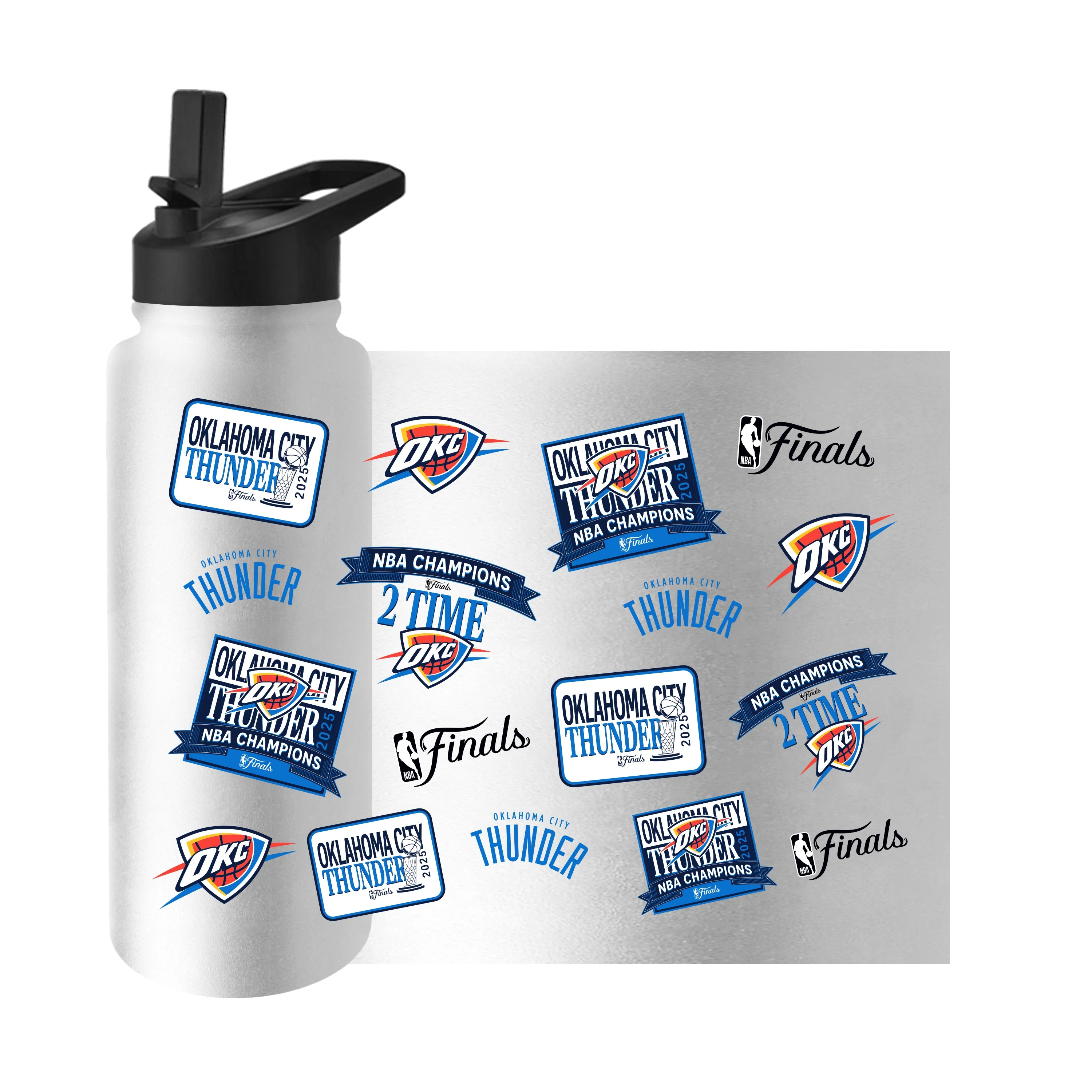 Oklahoma City Thunder 2025 NBA Champions 34oz Quencher Bottle - Image 3
