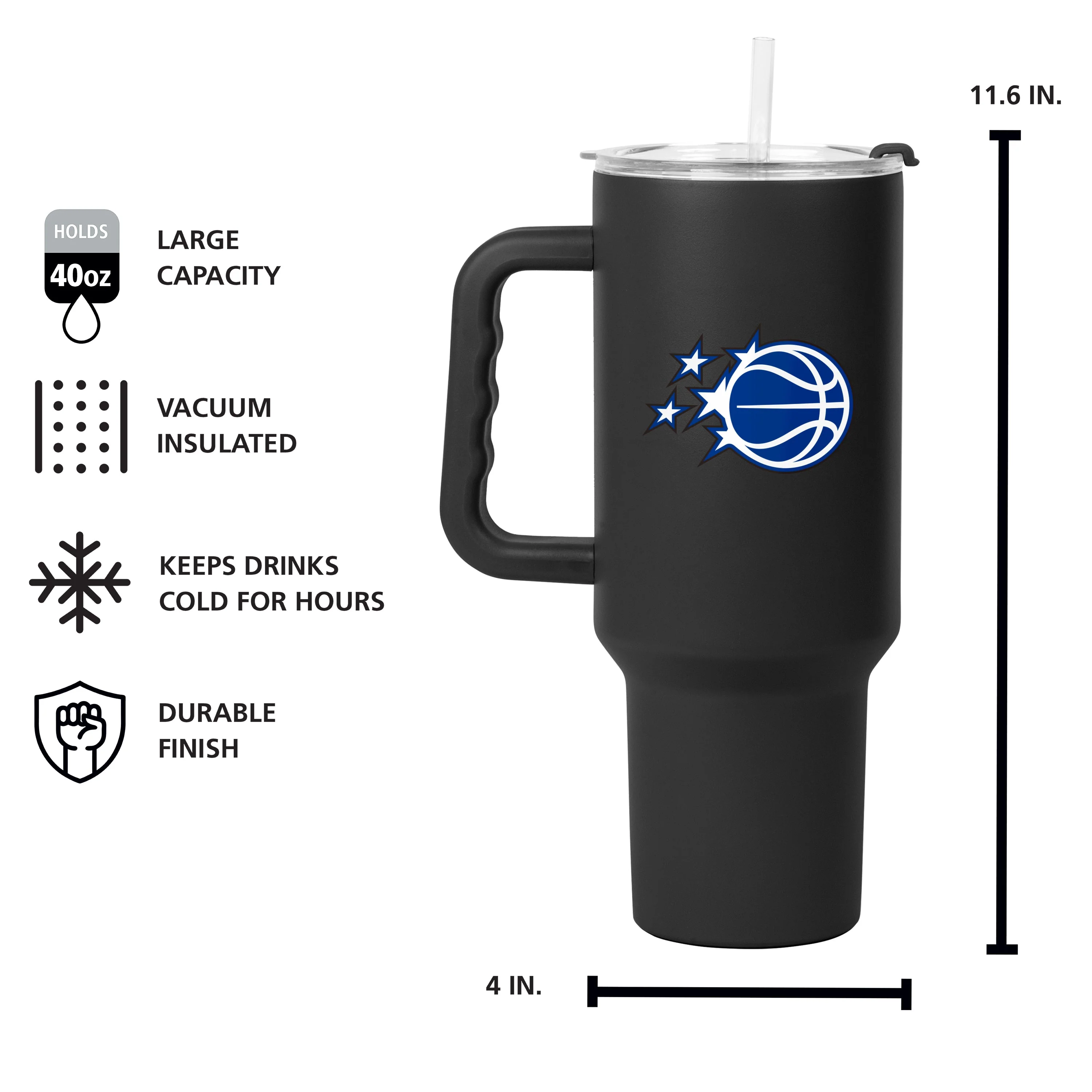 Orlando Magic Black 40oz Flipside Powder Coat Tumbler - Image 5