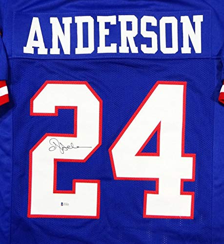 Ottis Anderson Autographed Blue Pro Style Jersey - Beckett Auth *2 - Image 3