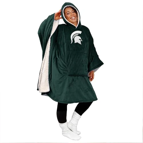 Pegasus Sports NCAA Michigan State Spartans Team Color Bloncho w/Logo Patch & Sherpa - Image 2