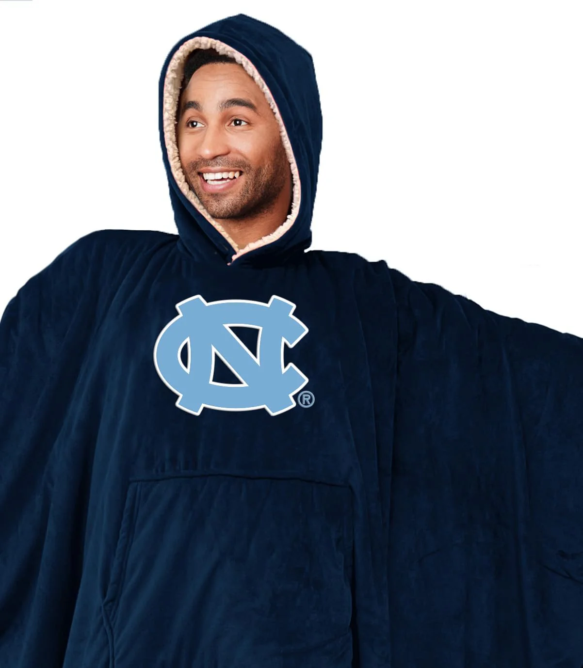 Pegasus Sports NCAA North Carolina Tar Heels Team Color Bloncho w/Logo Patch & Sherpa