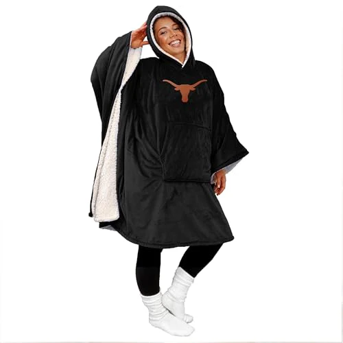 Pegasus Sports NCAA Texas Longhorns Team Color Bloncho w/Logo Patch & Sherpa - Image 2