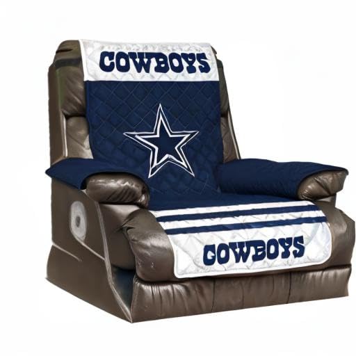 Pegasus Sports NFL Dallas Cowboys Furniture Protector with Elastic Straps, Recliner, Navy Blue, 80 x 65 - Image 2