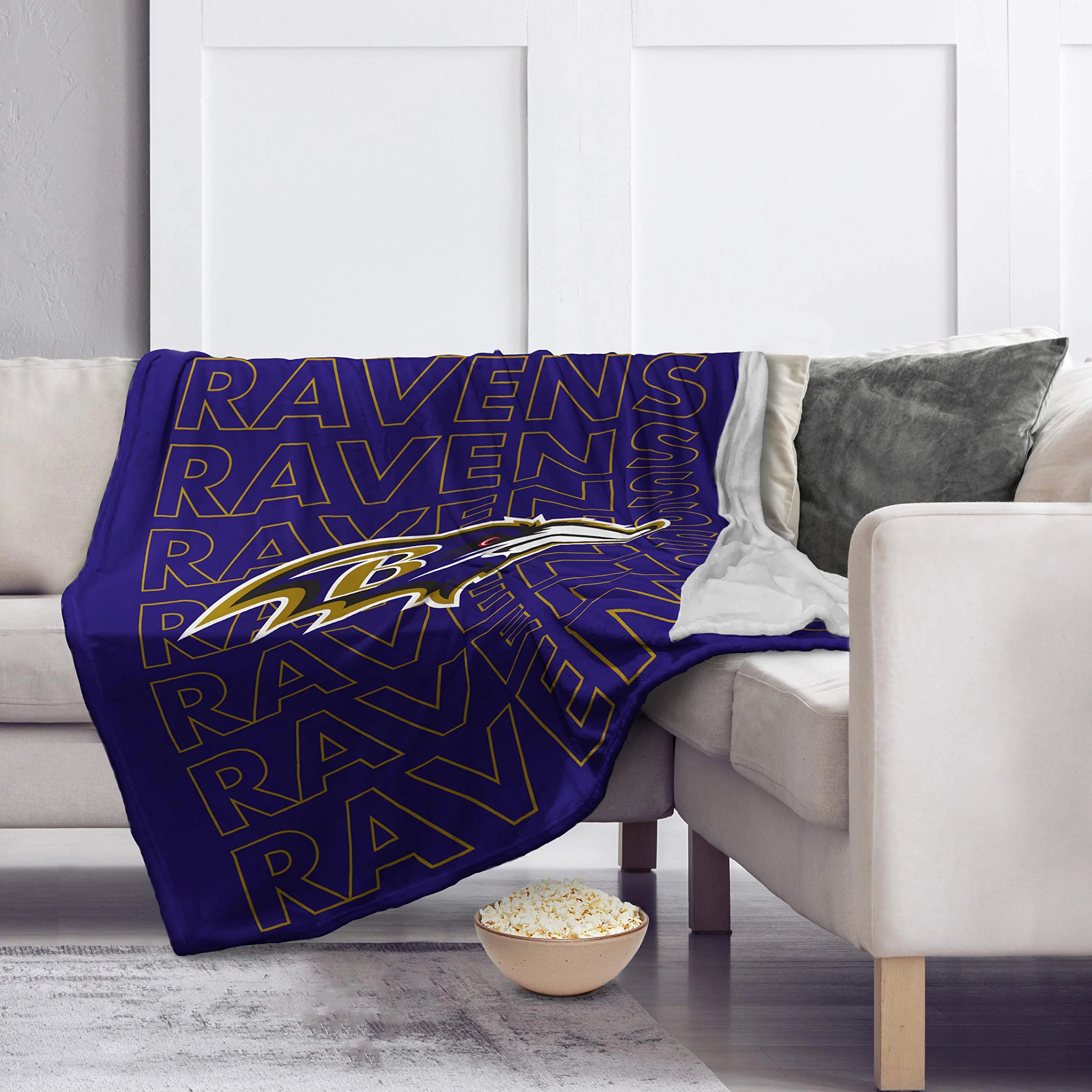 Pegasus Sports NFL Echo Team Wordmark Plush Blanket- Baltimore Ravens Team Color 60x70 - Image 2
