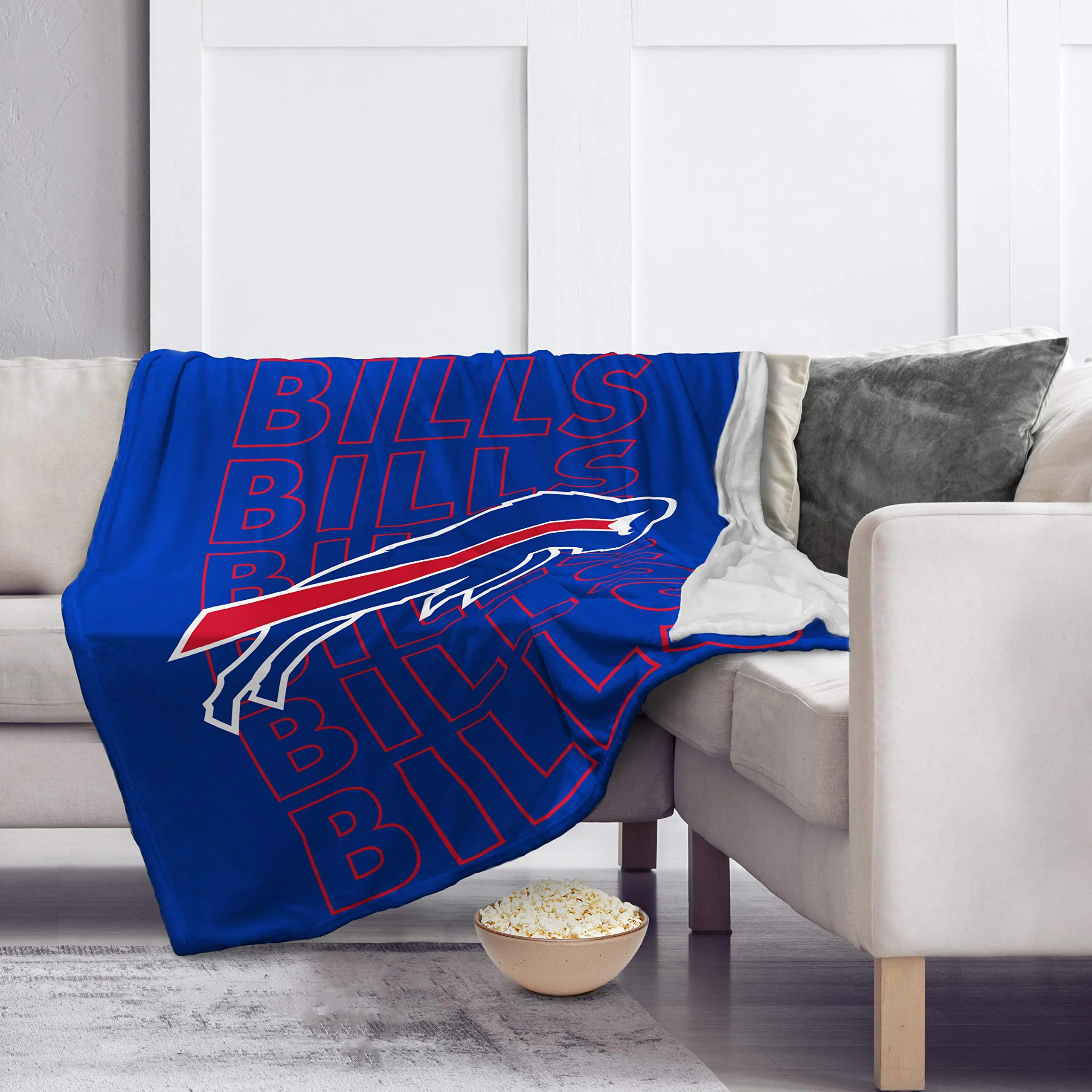 Pegasus Sports NFL Echo Team Wordmark Plush Blanket- Buffalo Bills, Team Color, 60x70 - Image 2
