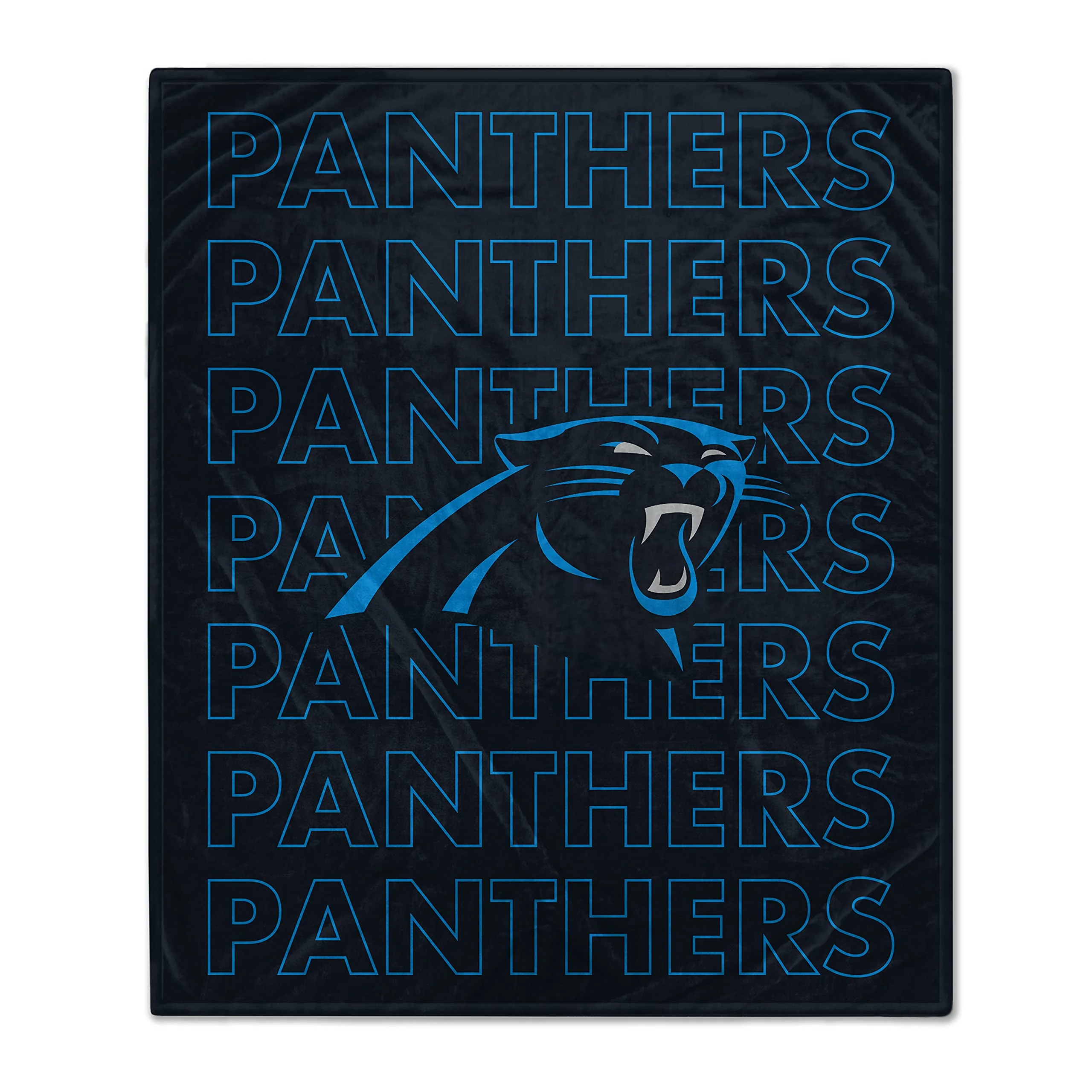 Pegasus Sports NFL Echo Team Wordmark Plush Blanket- Carolina Panthers, 60x70
