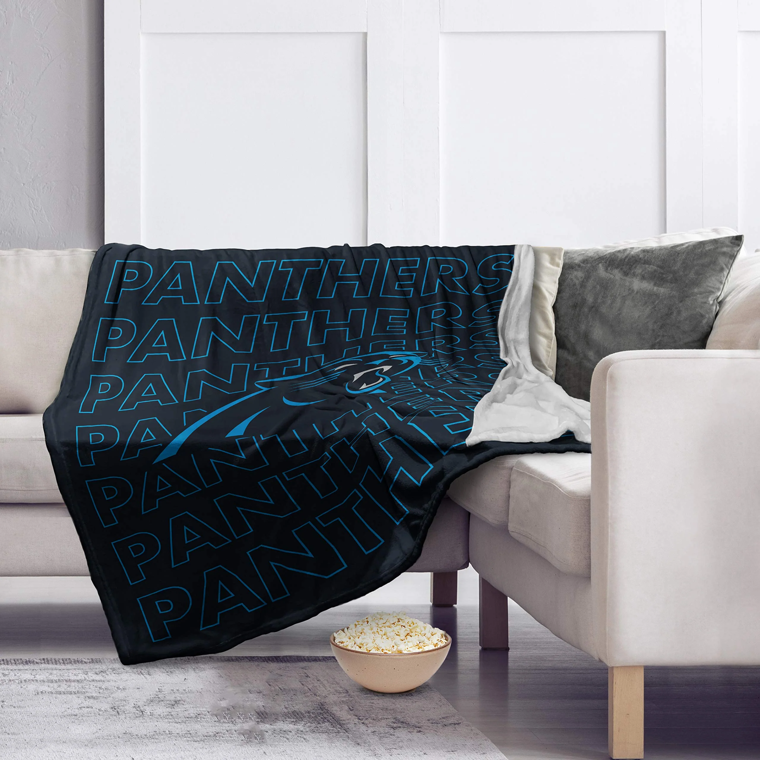 Pegasus Sports NFL Echo Team Wordmark Plush Blanket- Carolina Panthers, 60x70 - Image 3