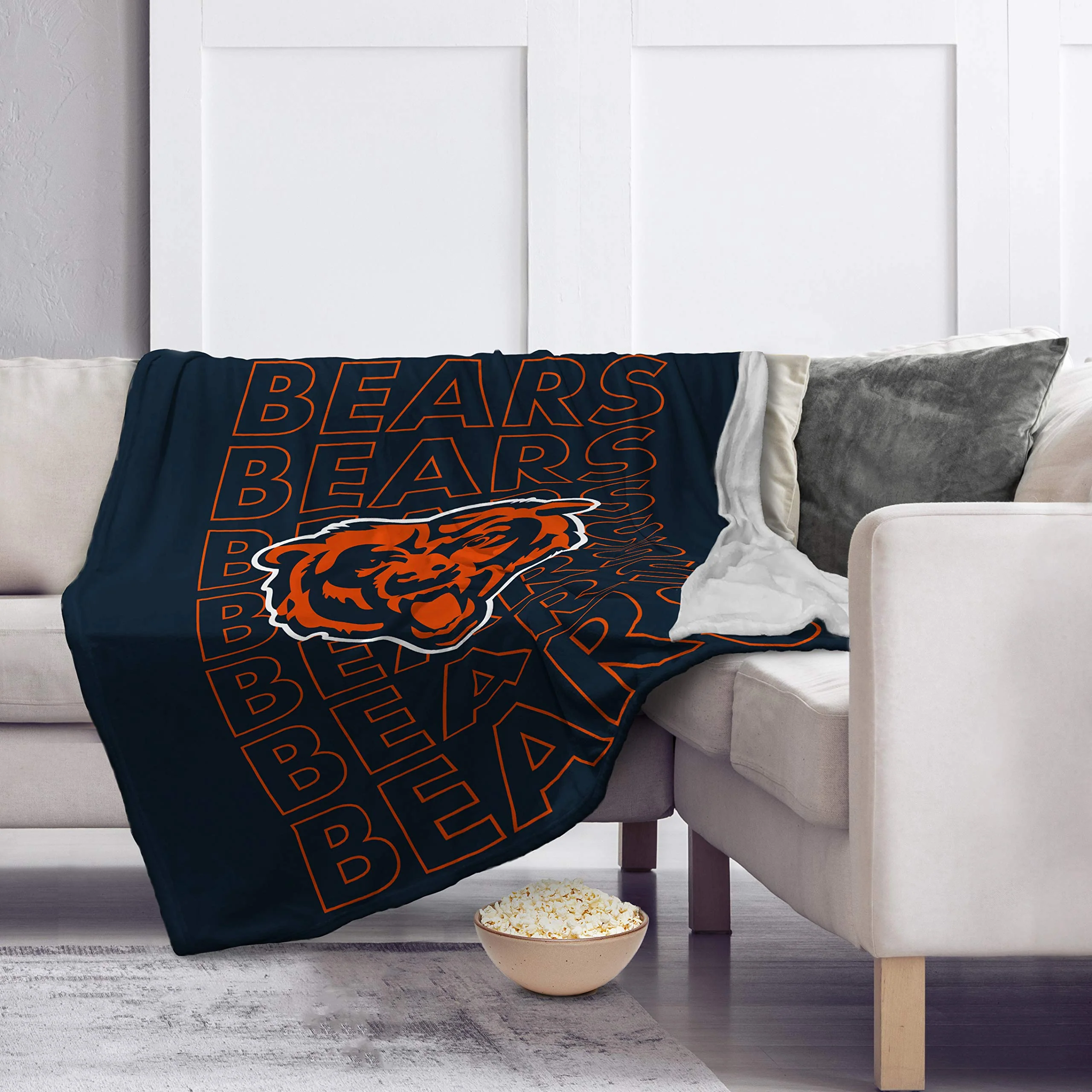 Pegasus Sports NFL Echo Team Wordmark Plush Blanket- Chicago Bears, Team Color, 60x70 - Image 3