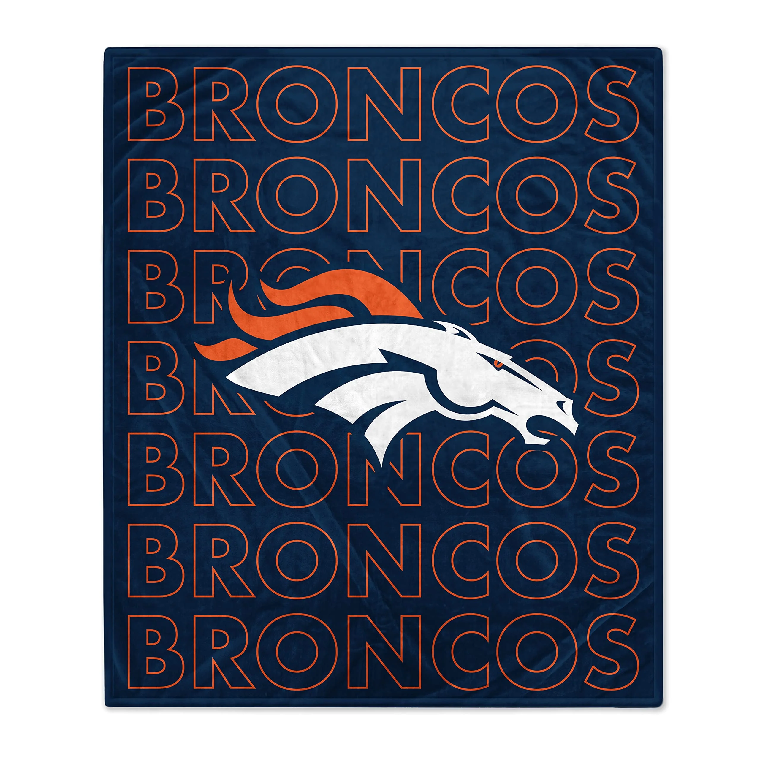 Pegasus Sports NFL Echo Team Wordmark Plush Blanket- Denver Broncos Team Color 60x70