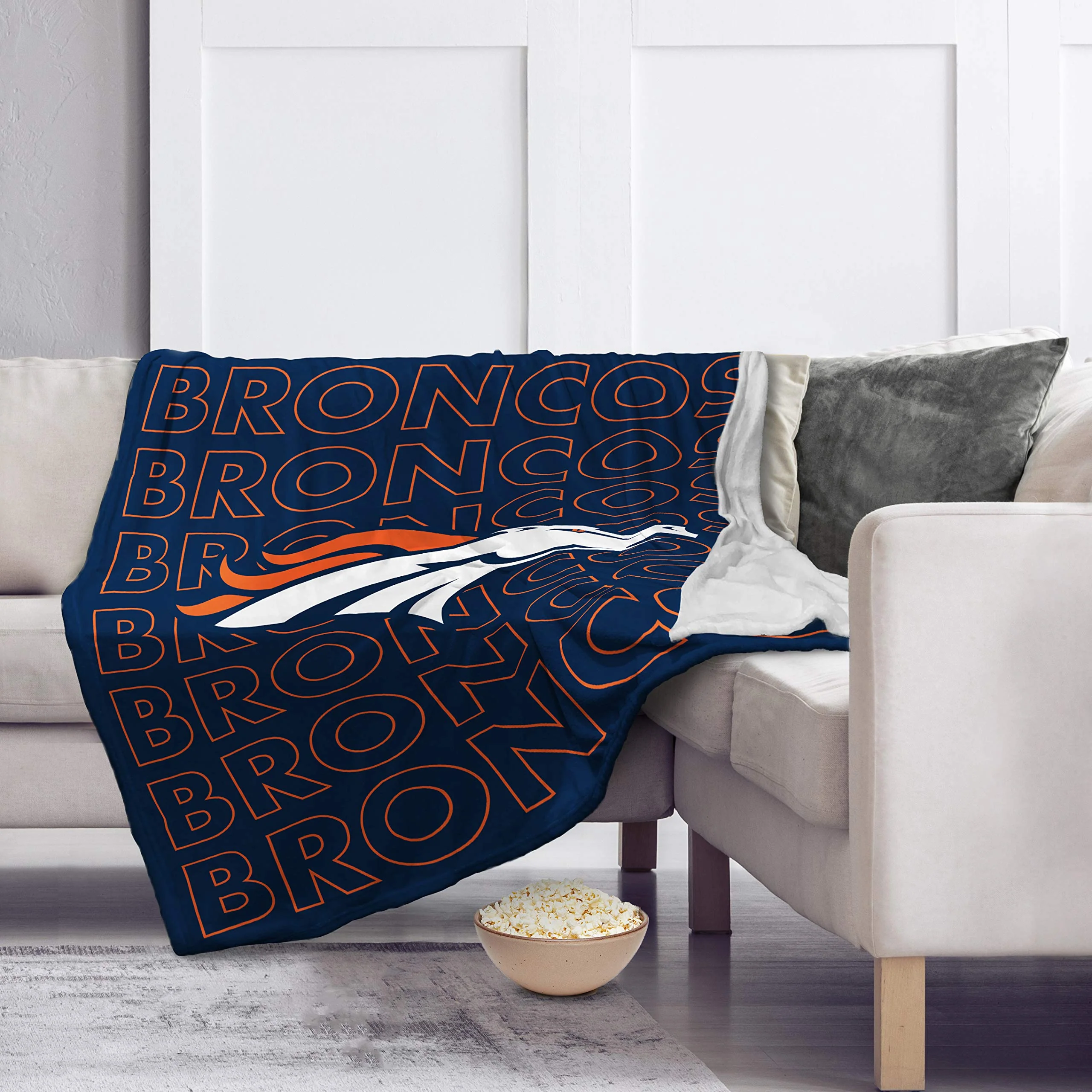 Pegasus Sports NFL Echo Team Wordmark Plush Blanket- Denver Broncos Team Color 60x70 - Image 3