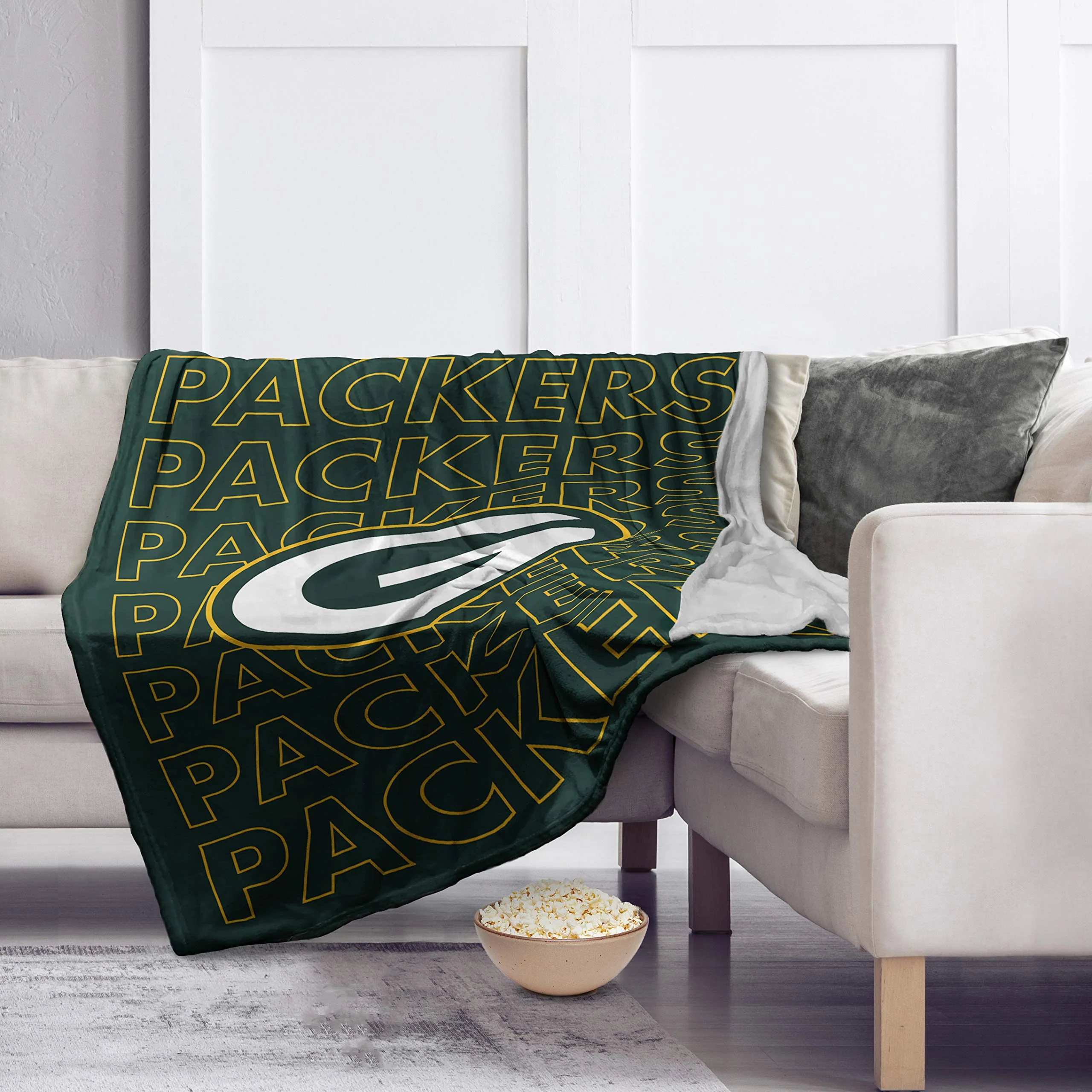 Pegasus Sports NFL Echo Team Wordmark Plush Blanket- Green Bay Packers, Team Color, 60x70 - Image 2