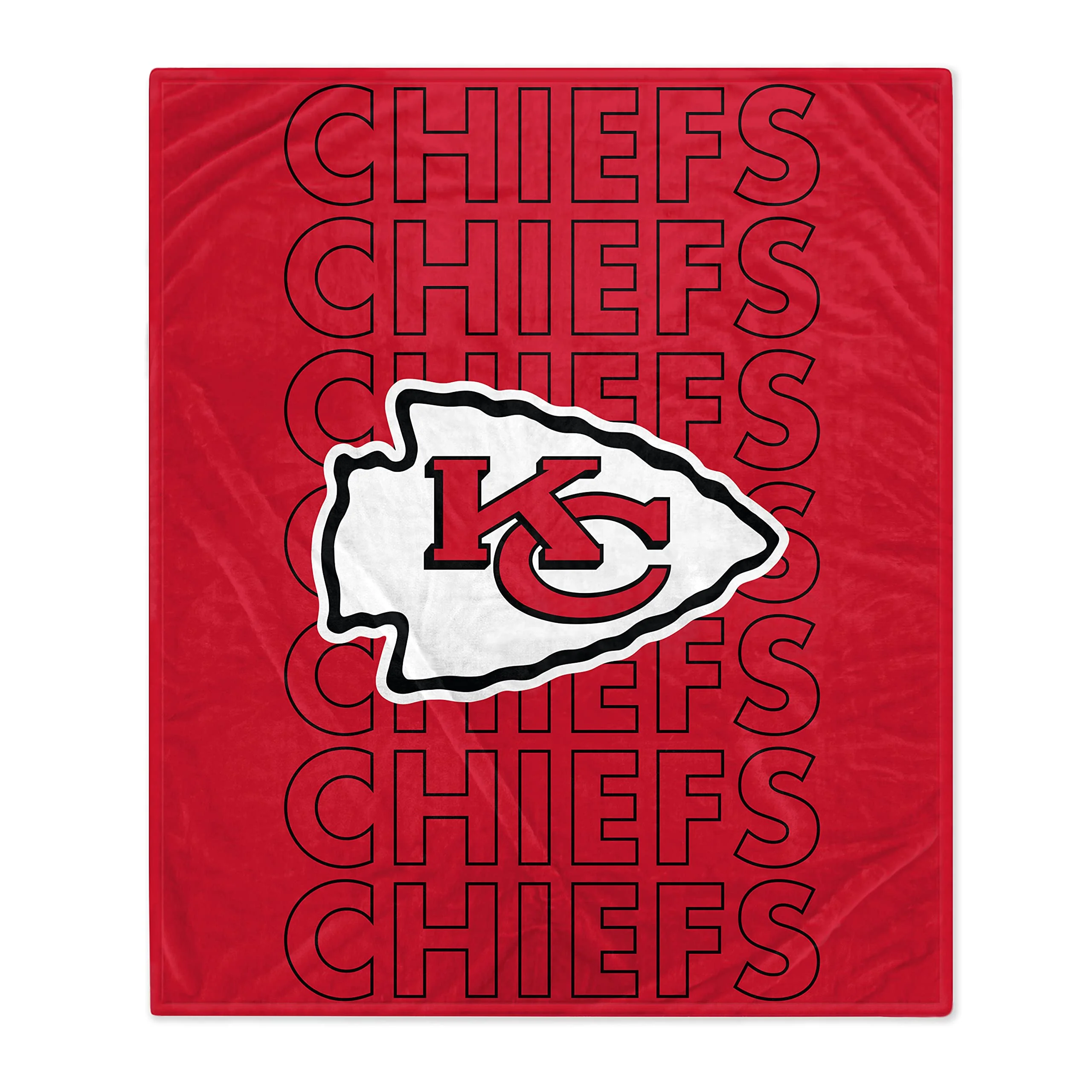 Pegasus Sports NFL Echo Team Wordmark Plush Blanket- Kansas City Chiefs, Team Color, 60x70