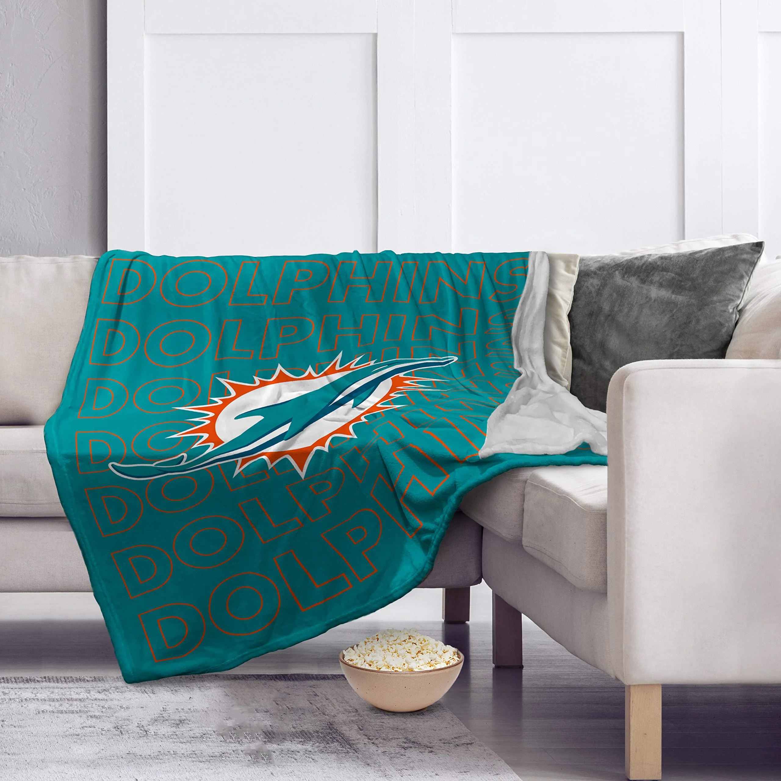Pegasus Sports NFL Echo Team Wordmark Plush Blanket- Miami Dolphins Team Color 60x70 - Image 2