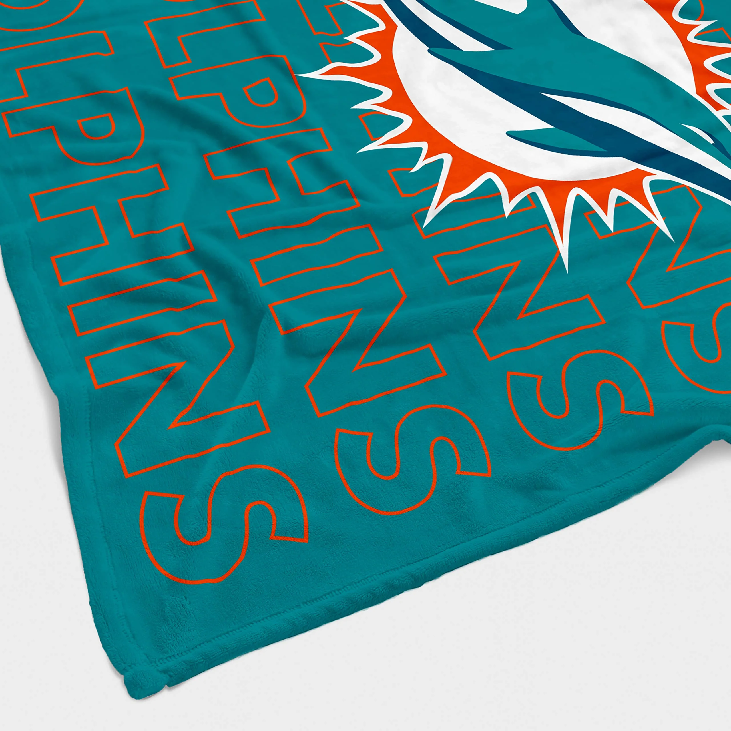 Pegasus Sports NFL Echo Team Wordmark Plush Blanket- Miami Dolphins Team Color 60x70 - Image 3