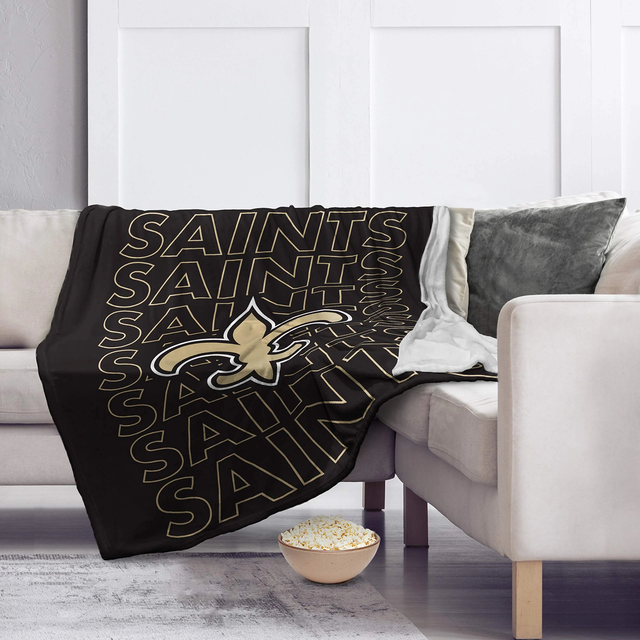 Pegasus Sports NFL Echo Team Wordmark Plush Blanket- New Orleans Saints, Team Color, 60x70 - Image 3