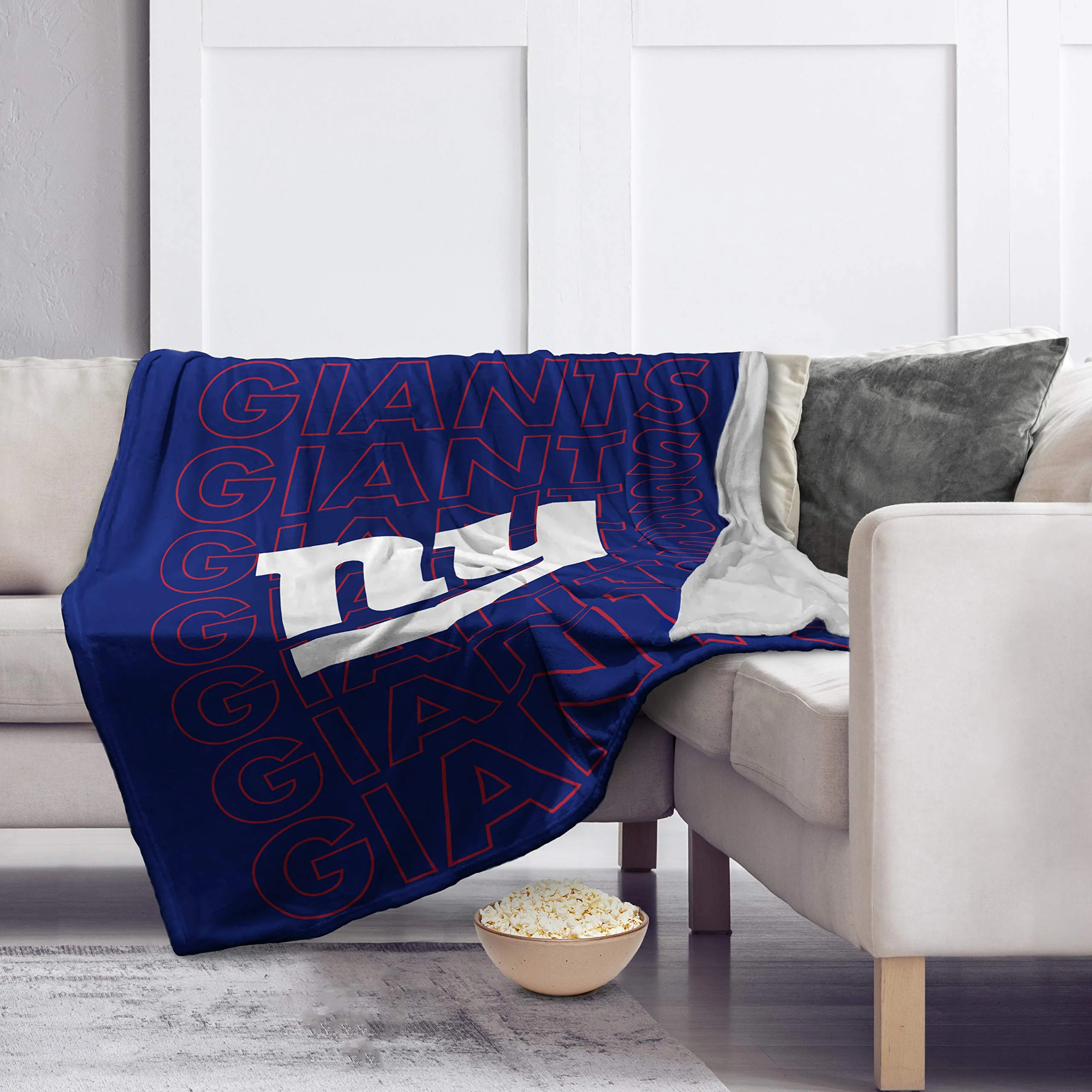 Pegasus Sports NFL Echo Team Wordmark Plush Blanket- New York Giants Team Color 60x70 - Image 3