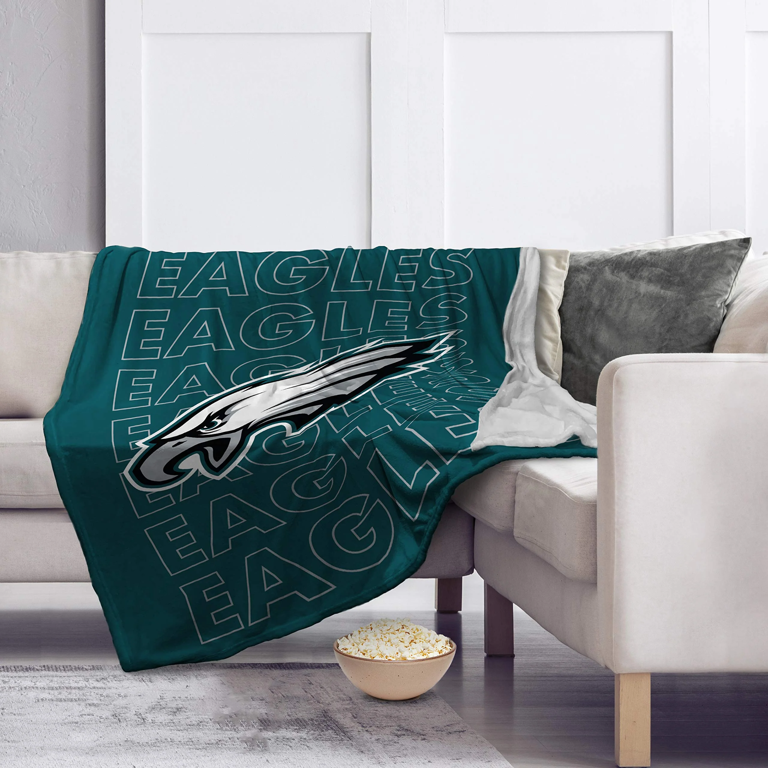 Pegasus Sports NFL Echo Team Wordmark Plush Blanket- Philadelphia Eagles, Team Color, 60x70 - Image 2
