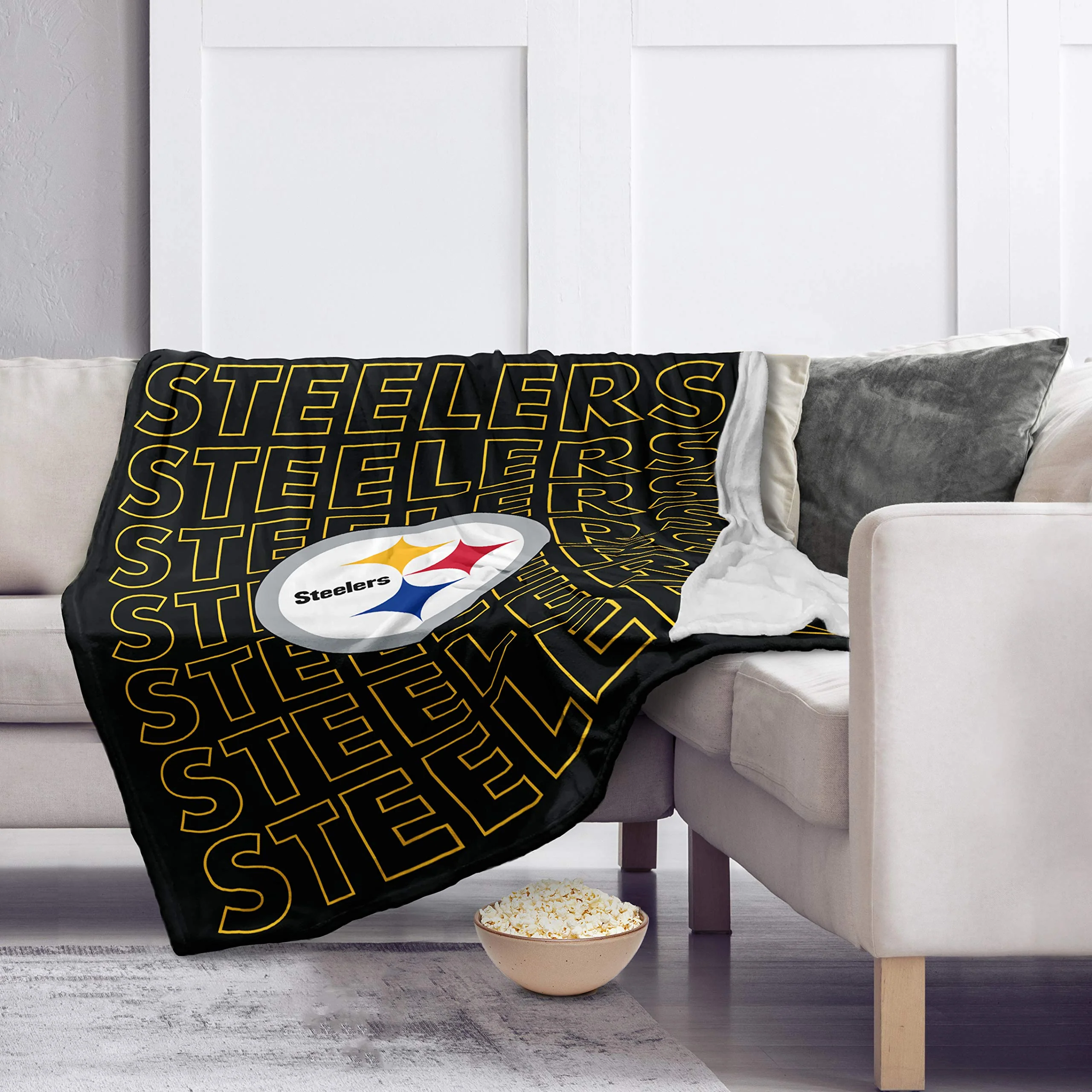 Pegasus Sports NFL Echo Team Wordmark Plush Blanket- Pittsburgh Steelers, Team Color, 60x70 - Image 3
